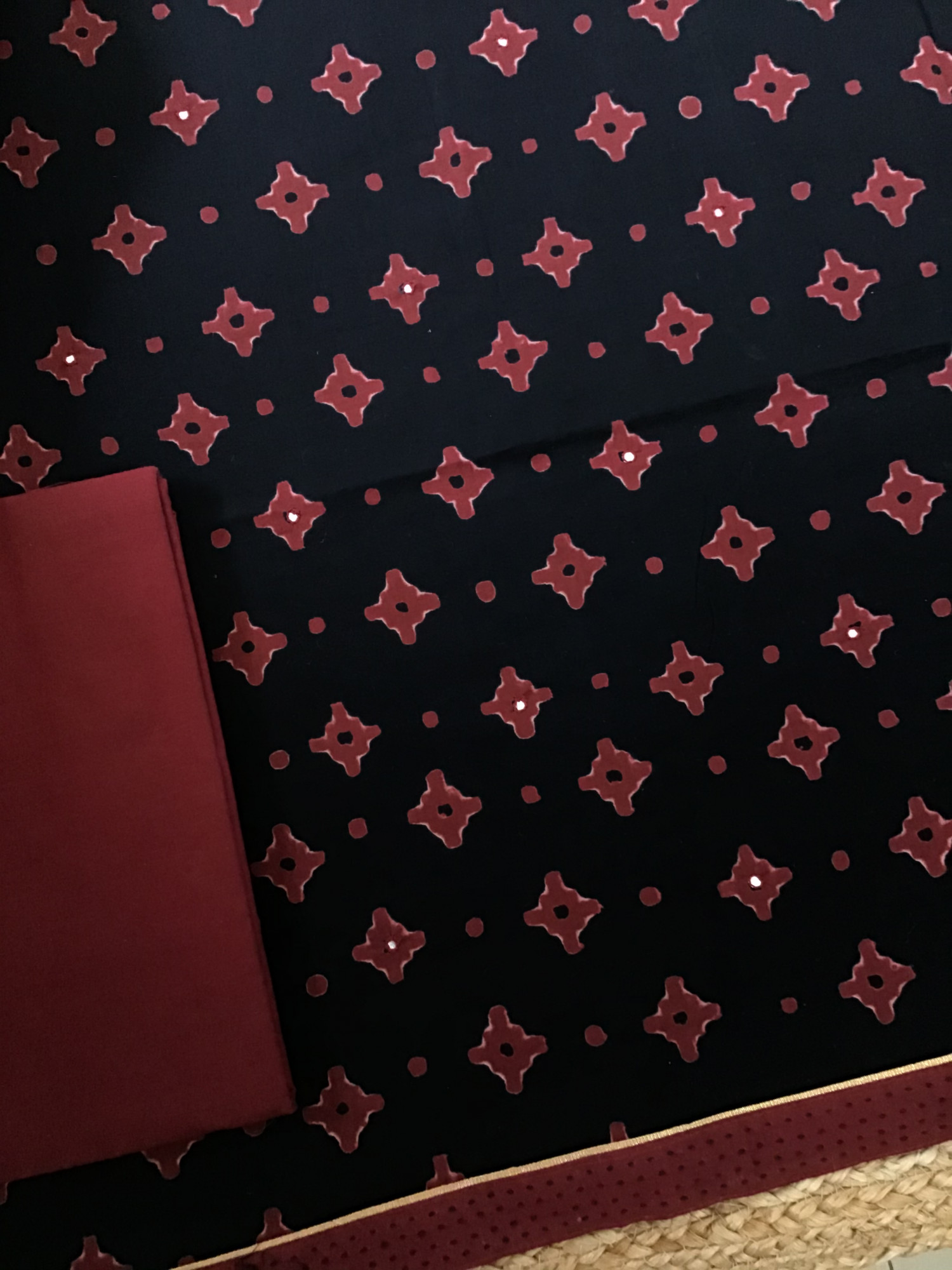 Pure Cotton Printed Embroidered Suit - Black