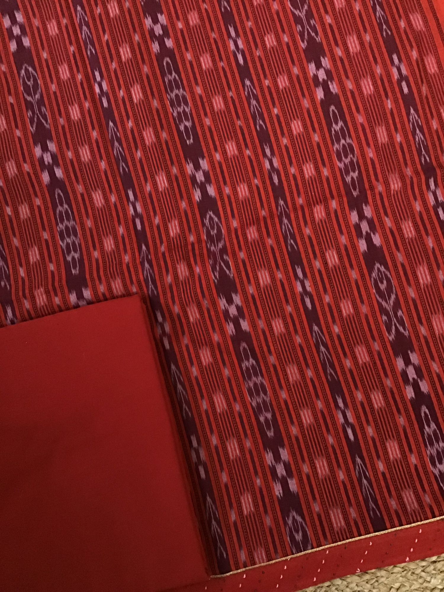 Pure Cotton Printed Suit - Red