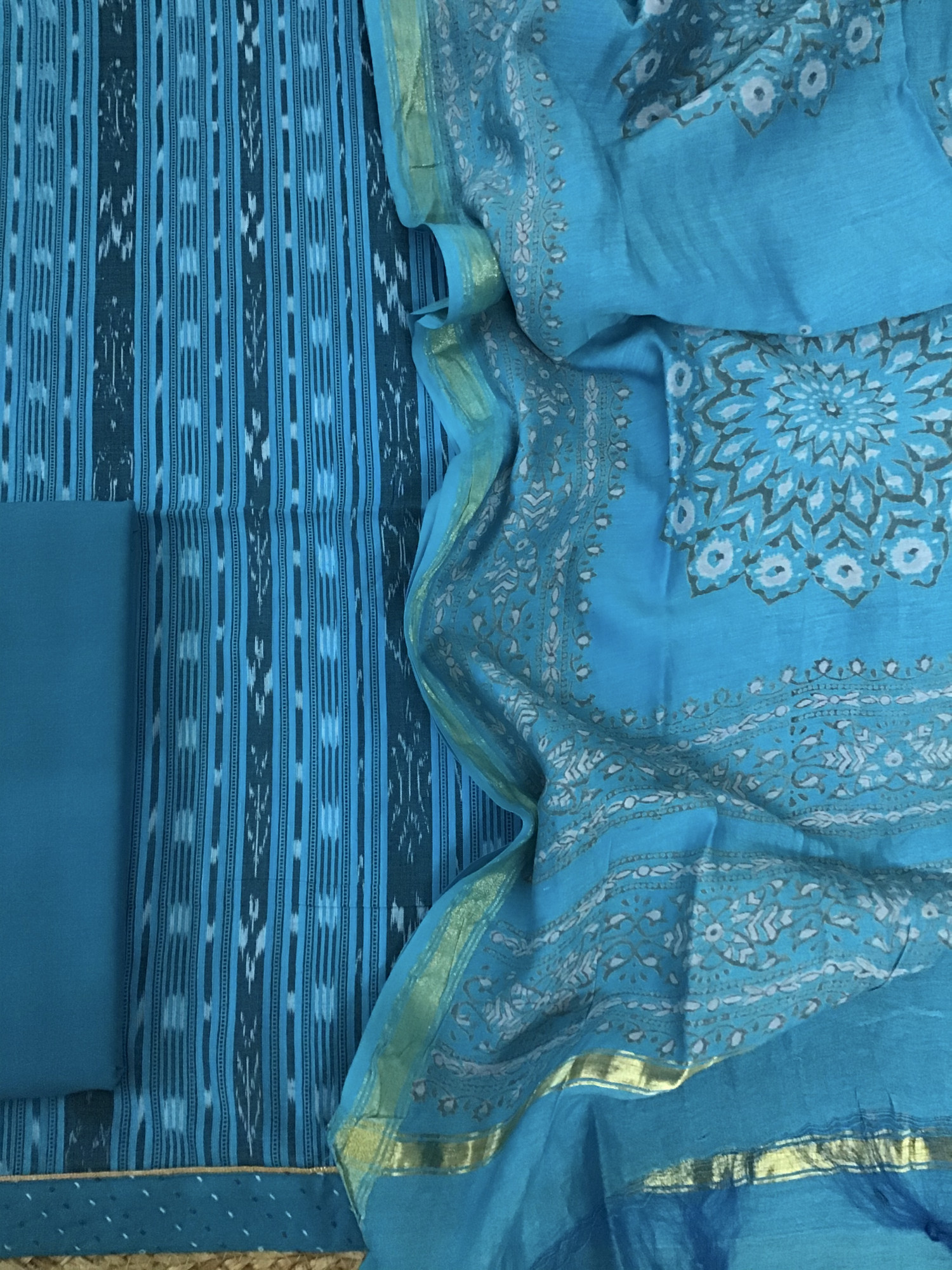 Pure Cotton Printed Suit - Blue