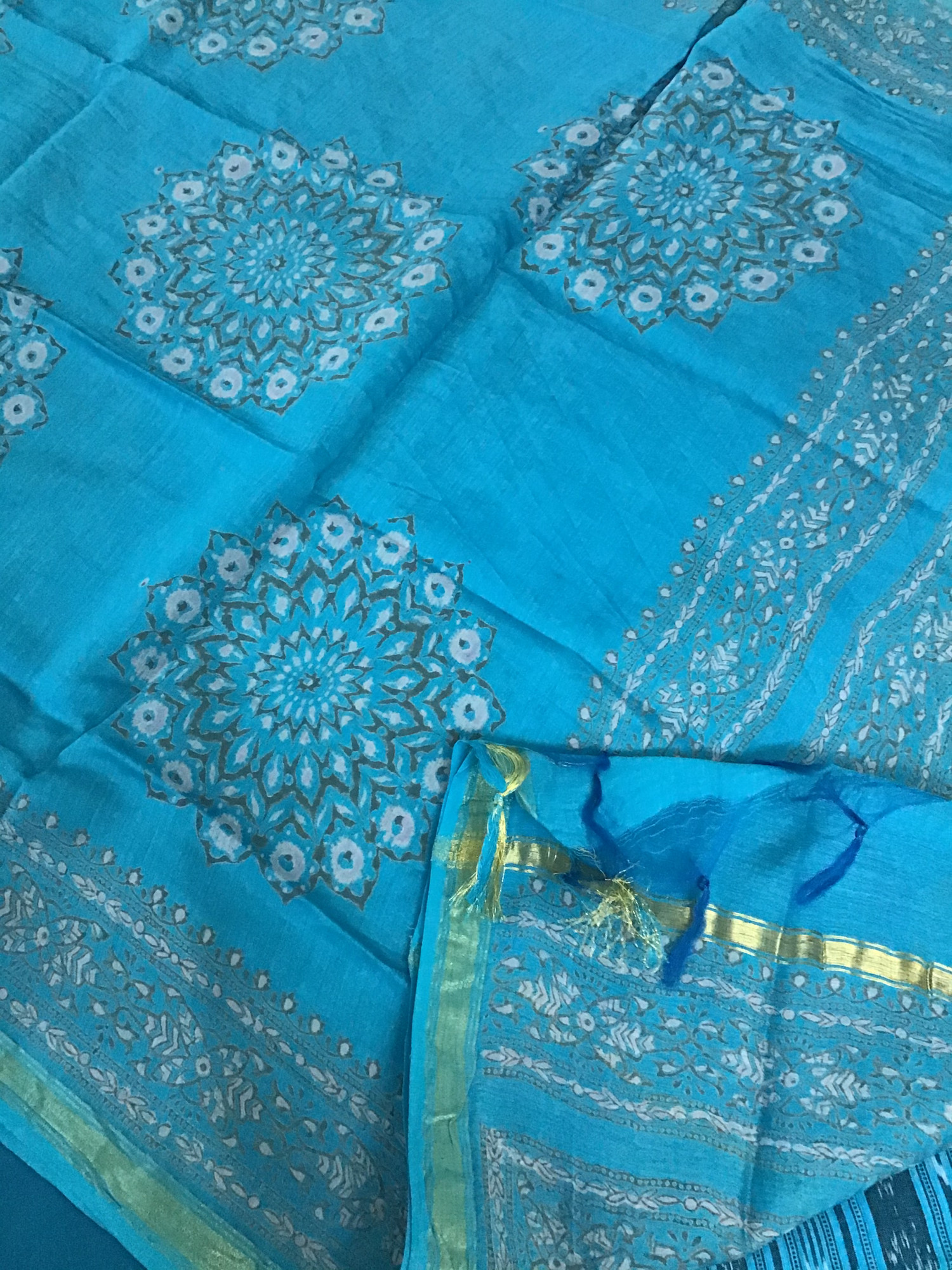 Pure Cotton Printed Suit - Blue