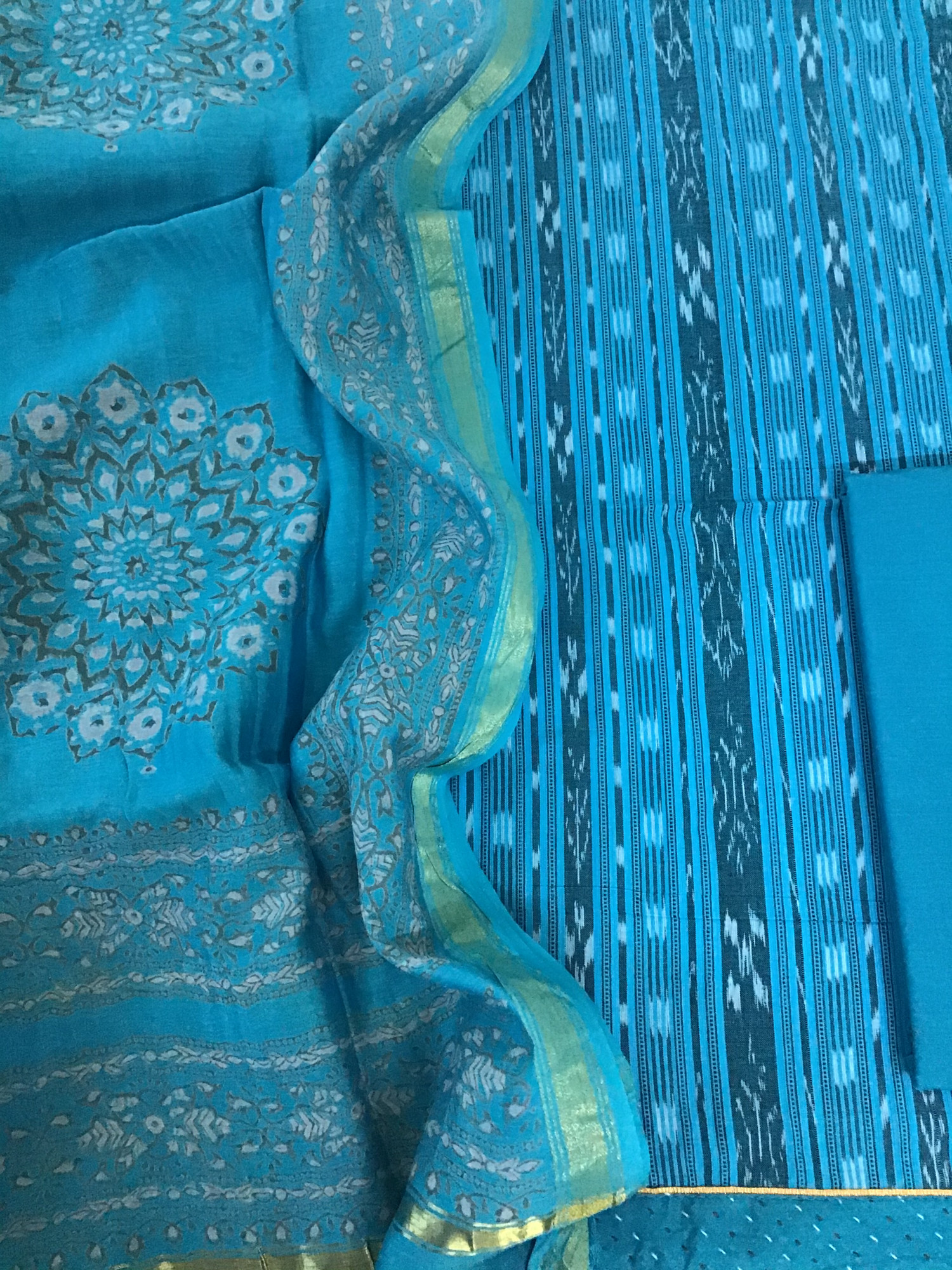 Pure Cotton Printed Suit - Blue