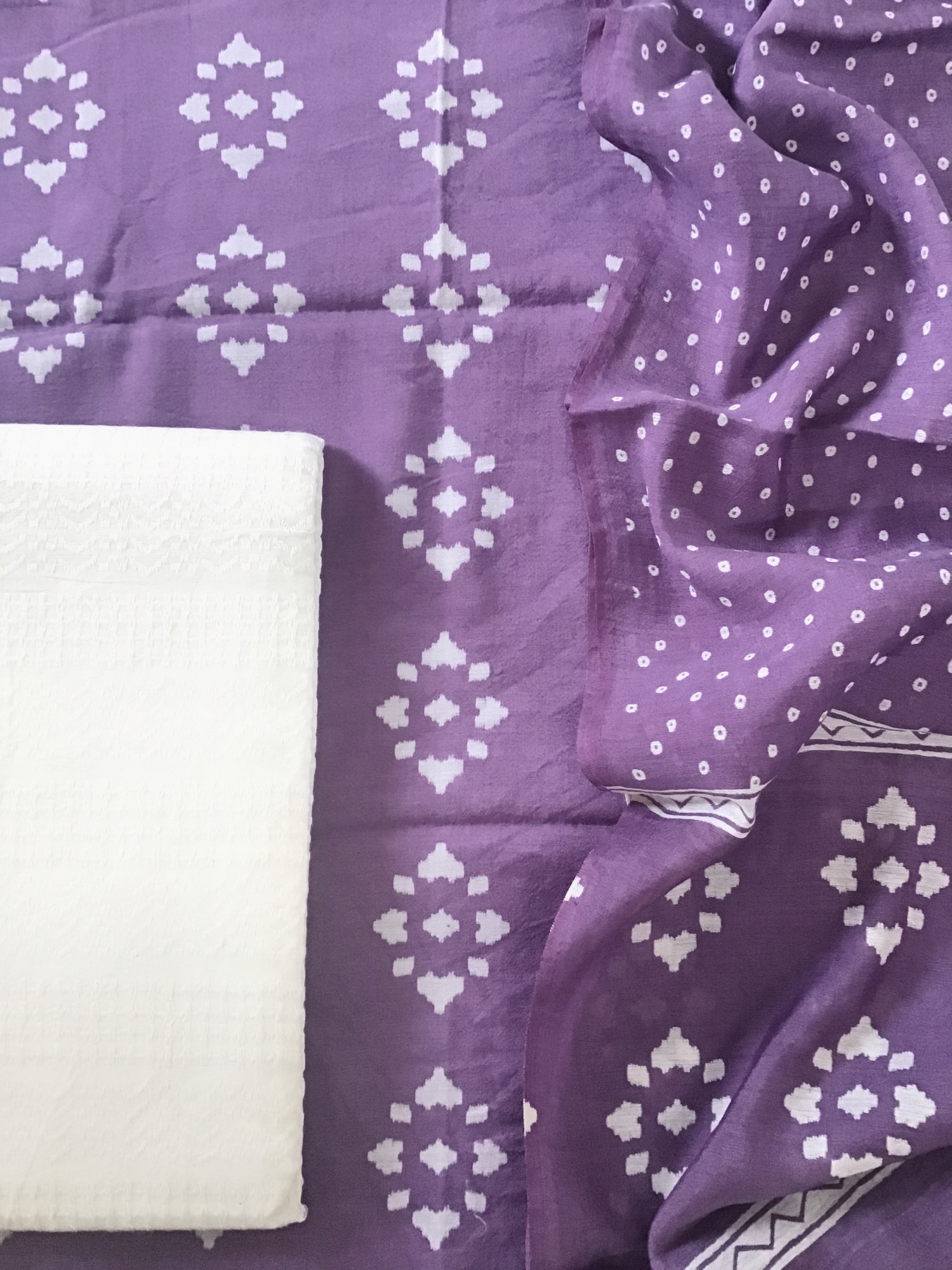 Pure Muslin Silk Printed Suit - Purple