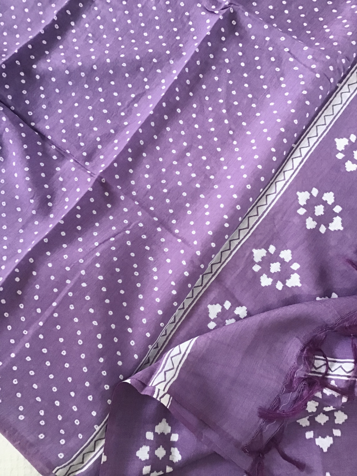 Pure Muslin Silk Printed Suit - Purple