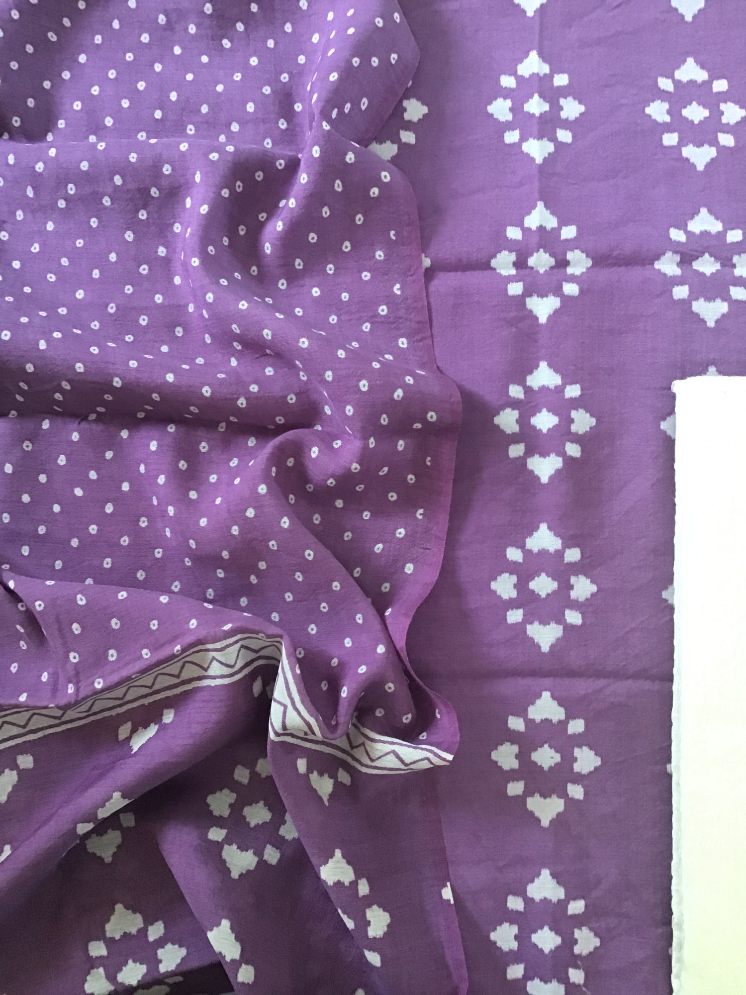 Pure Muslin Silk Printed Suit - Purple