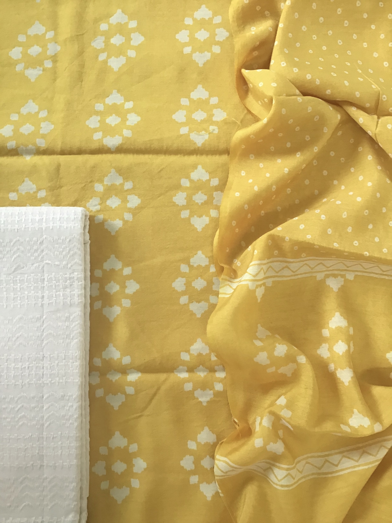 Pure Muslin Silk Printed Suit - Yellow