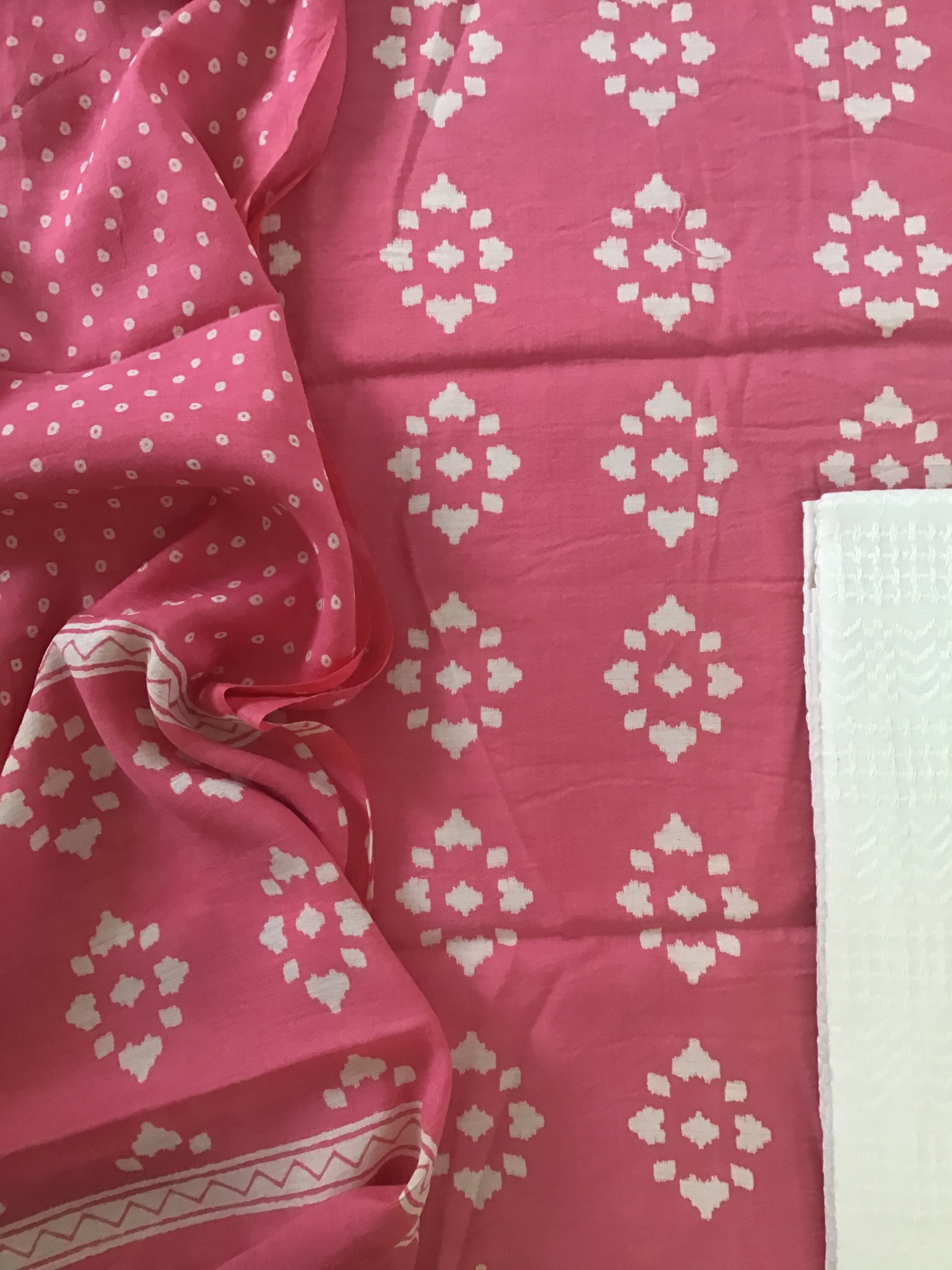 Pure Muslin Silk Printed Suit - Pink