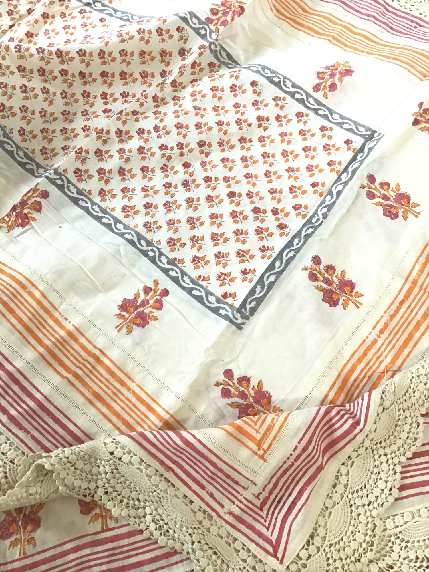 Pure Cotton Printed Embroidered Suit - Offwhite