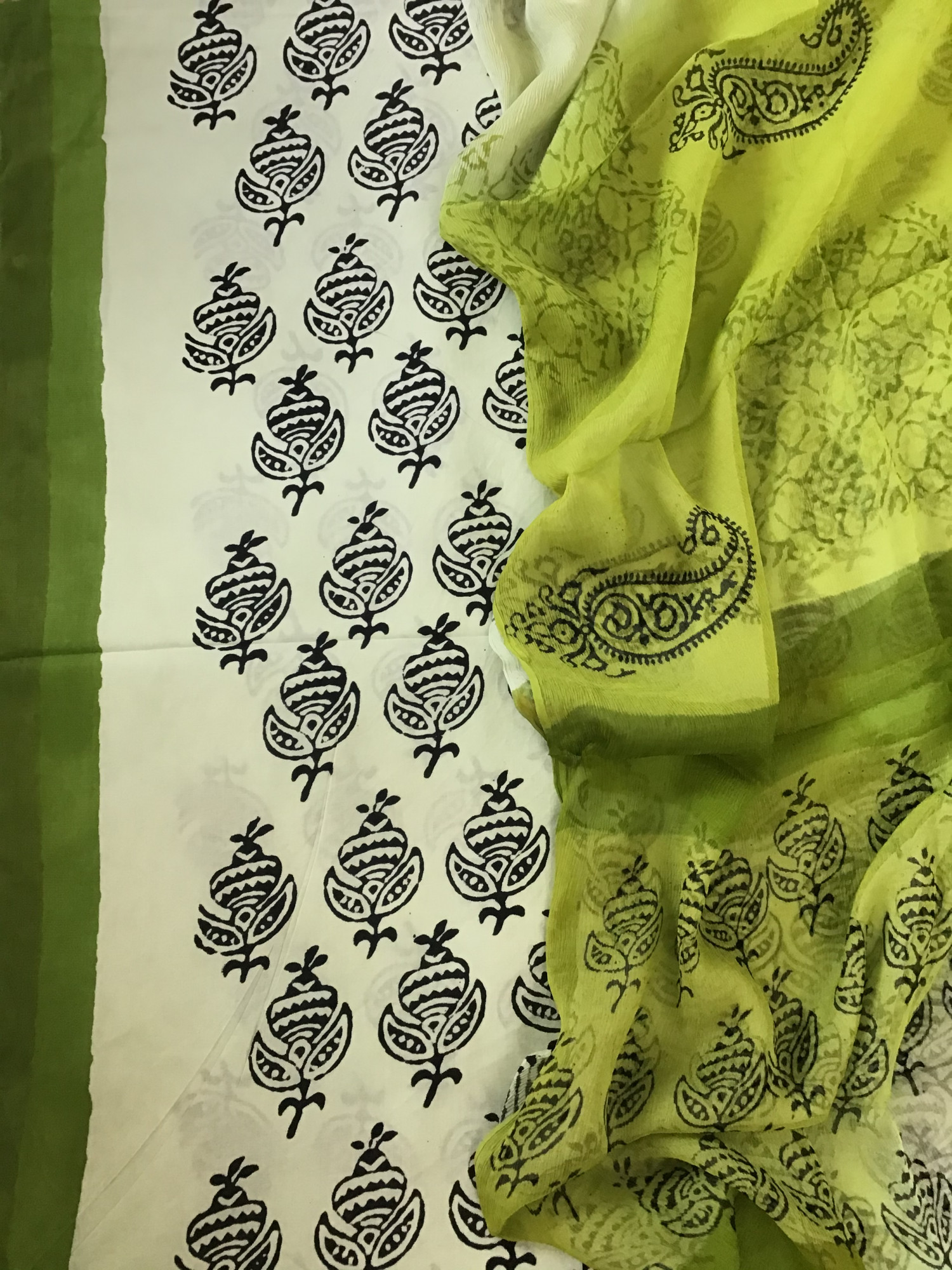 Pure Cotton Printed Suit - White