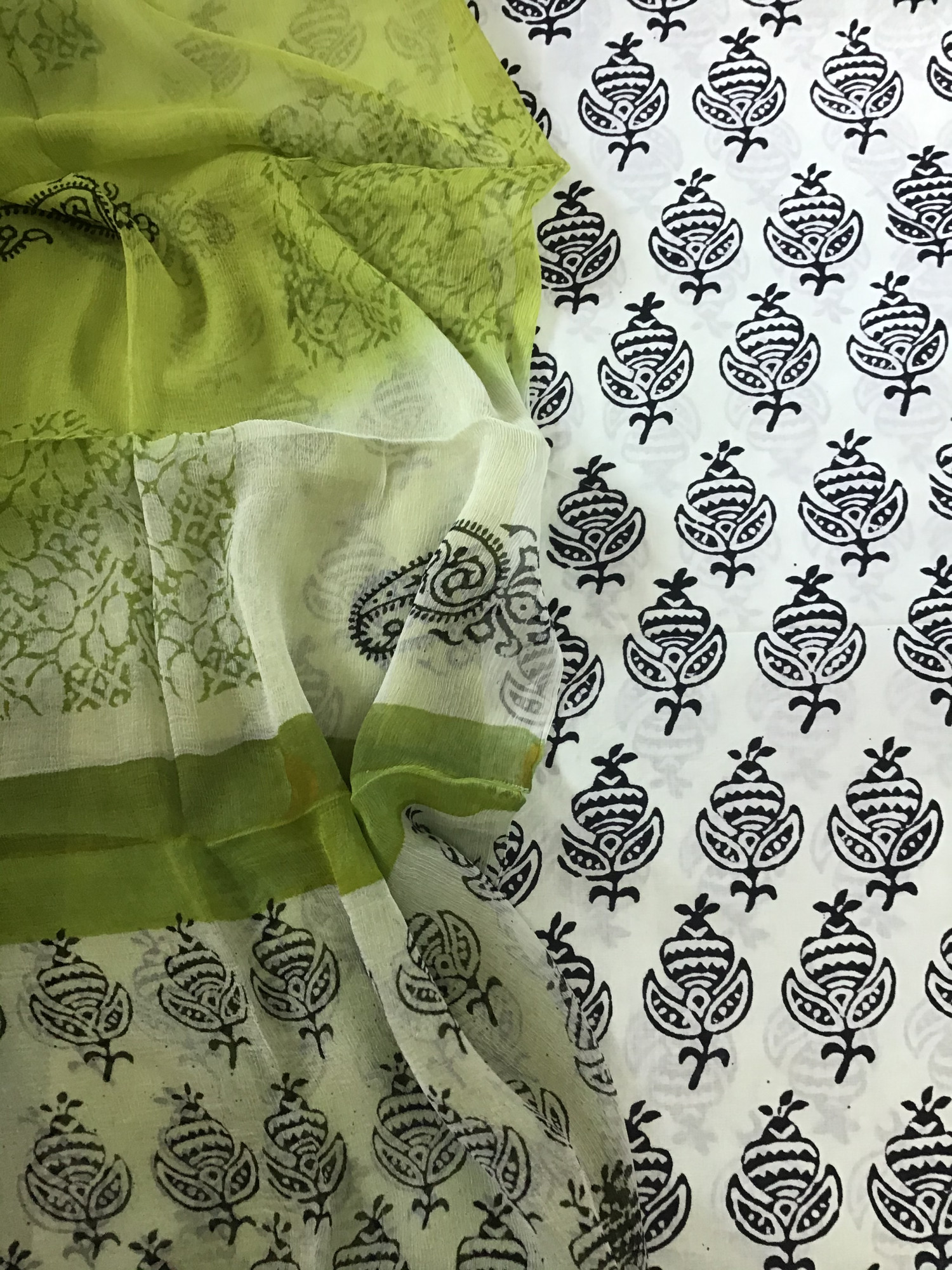 Pure Cotton Printed Suit - White