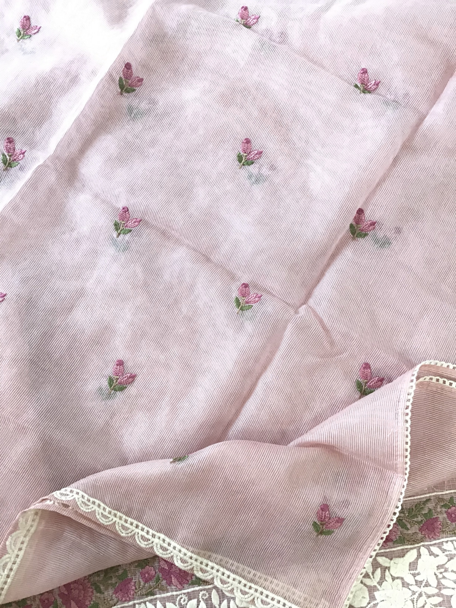 Pure Kota Cotton Embroidered Suit - Pink