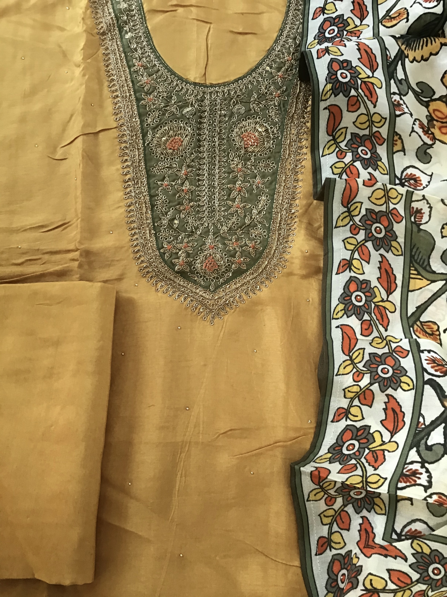 Pure Upada Silk Embroidered Suit - Yellow