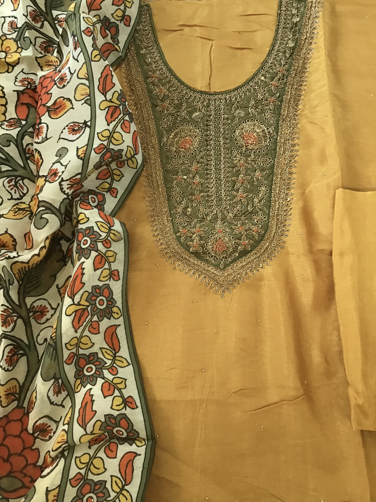 Pure Upada Silk Embroidered Suit - Yellow