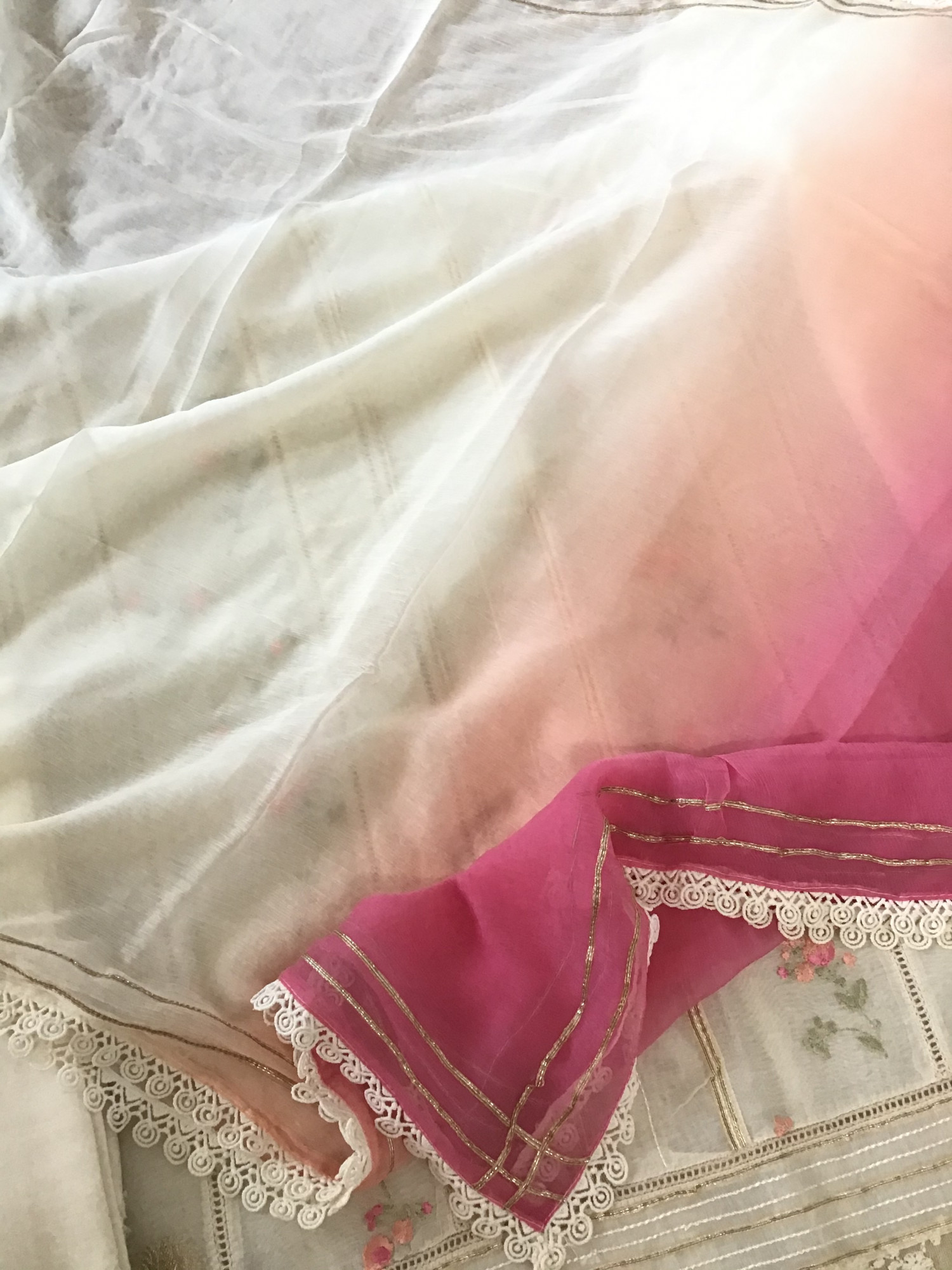 Pure Chanderi Silk Banarasi Weaved Embroidered Suit - White