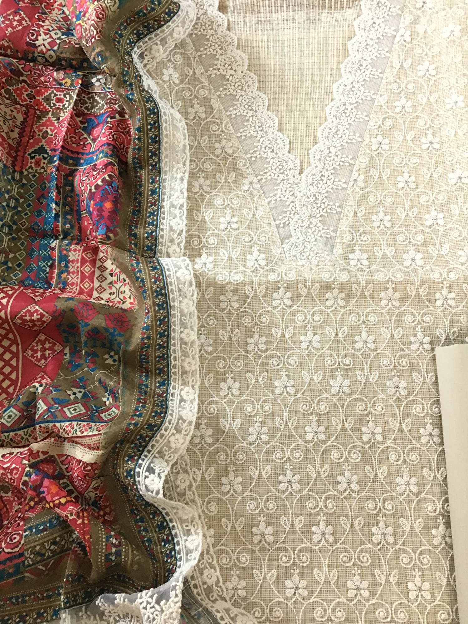 Soft Zari Kota Silk Embroidered Suit - Beige