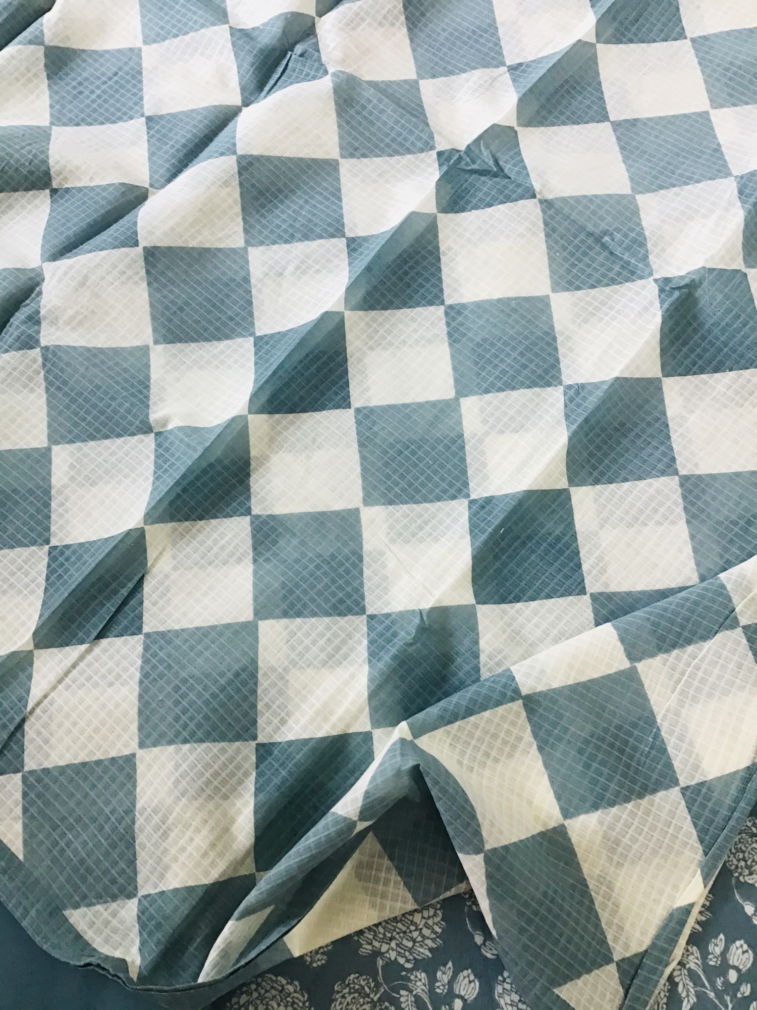 Pure Cotton Printed Embroidered Suit - Blue