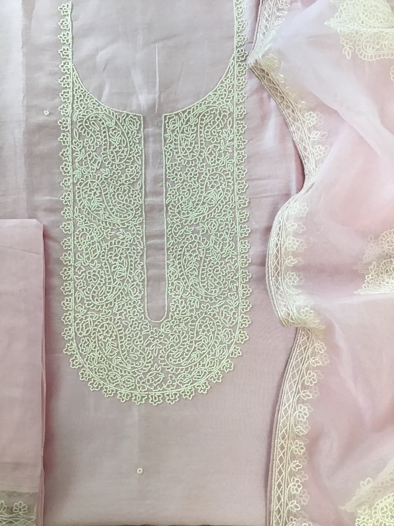 Pure Chanderi Embroidered Suit - Pink