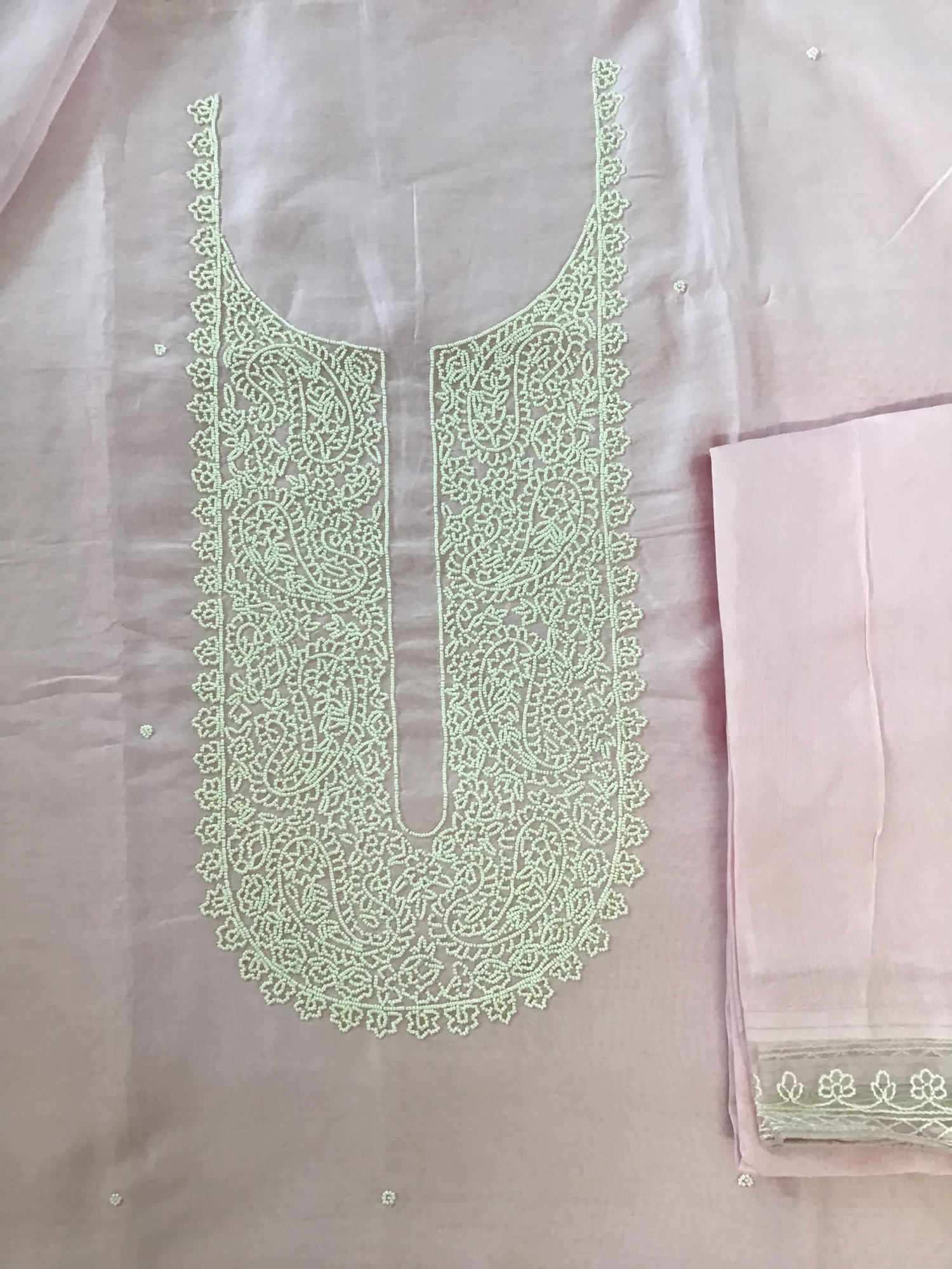 Pure Chanderi Embroidered Suit - Pink