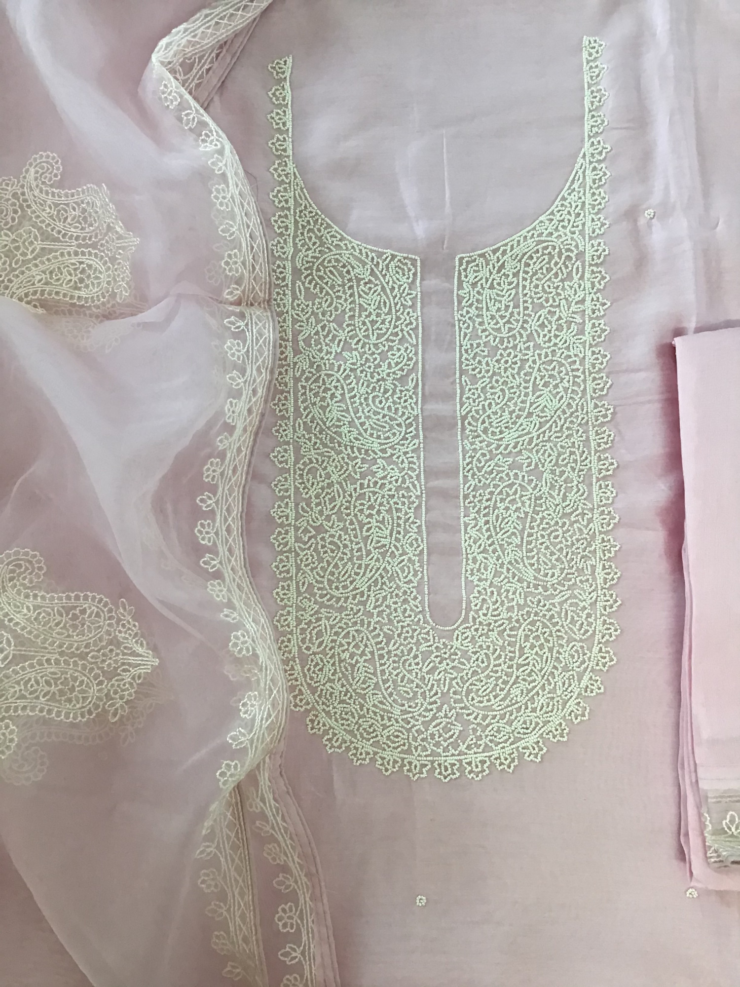 Pure Chanderi Embroidered Suit - Pink