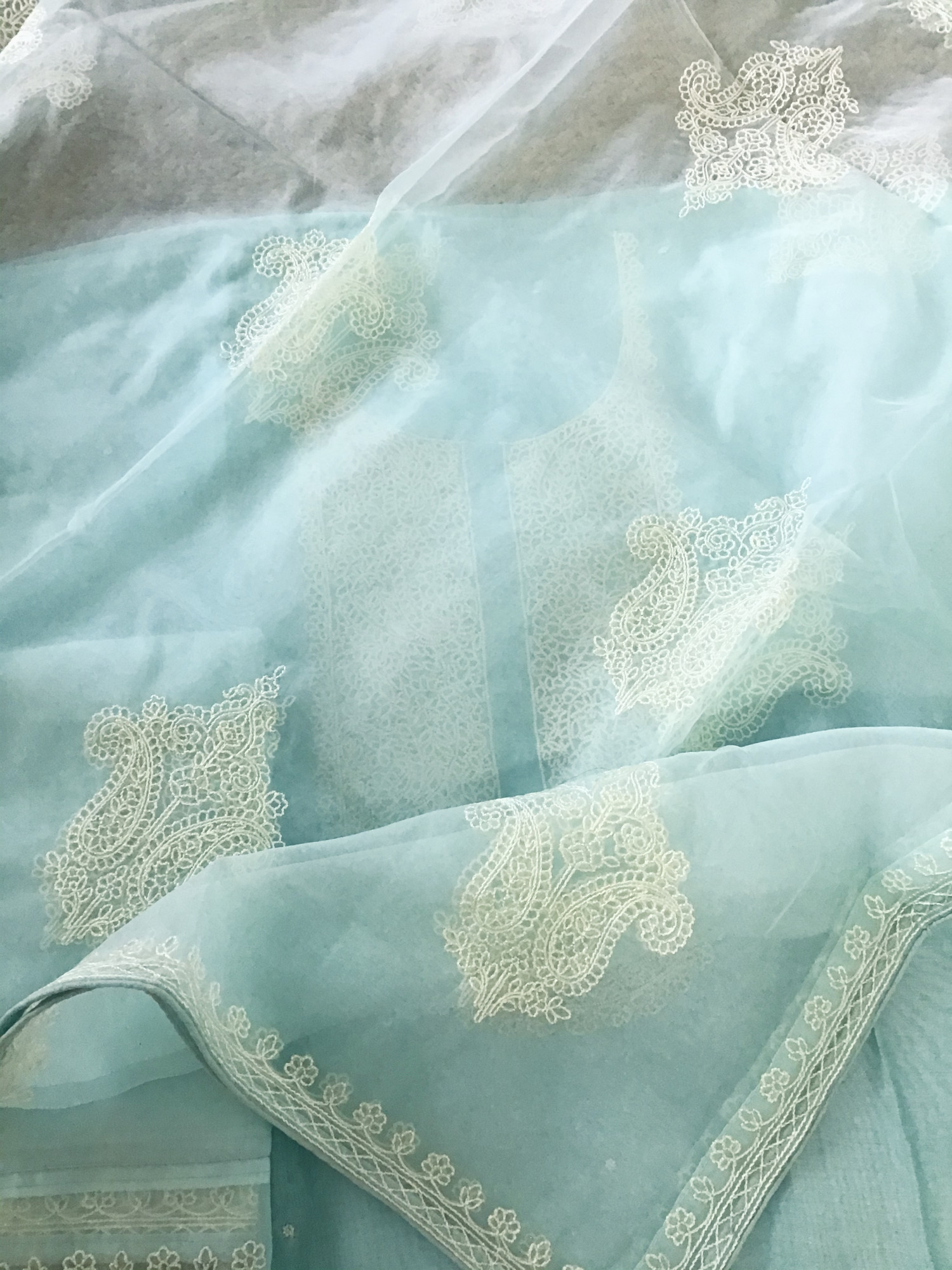 Pure Chanderi Embroidered Suit - Blue