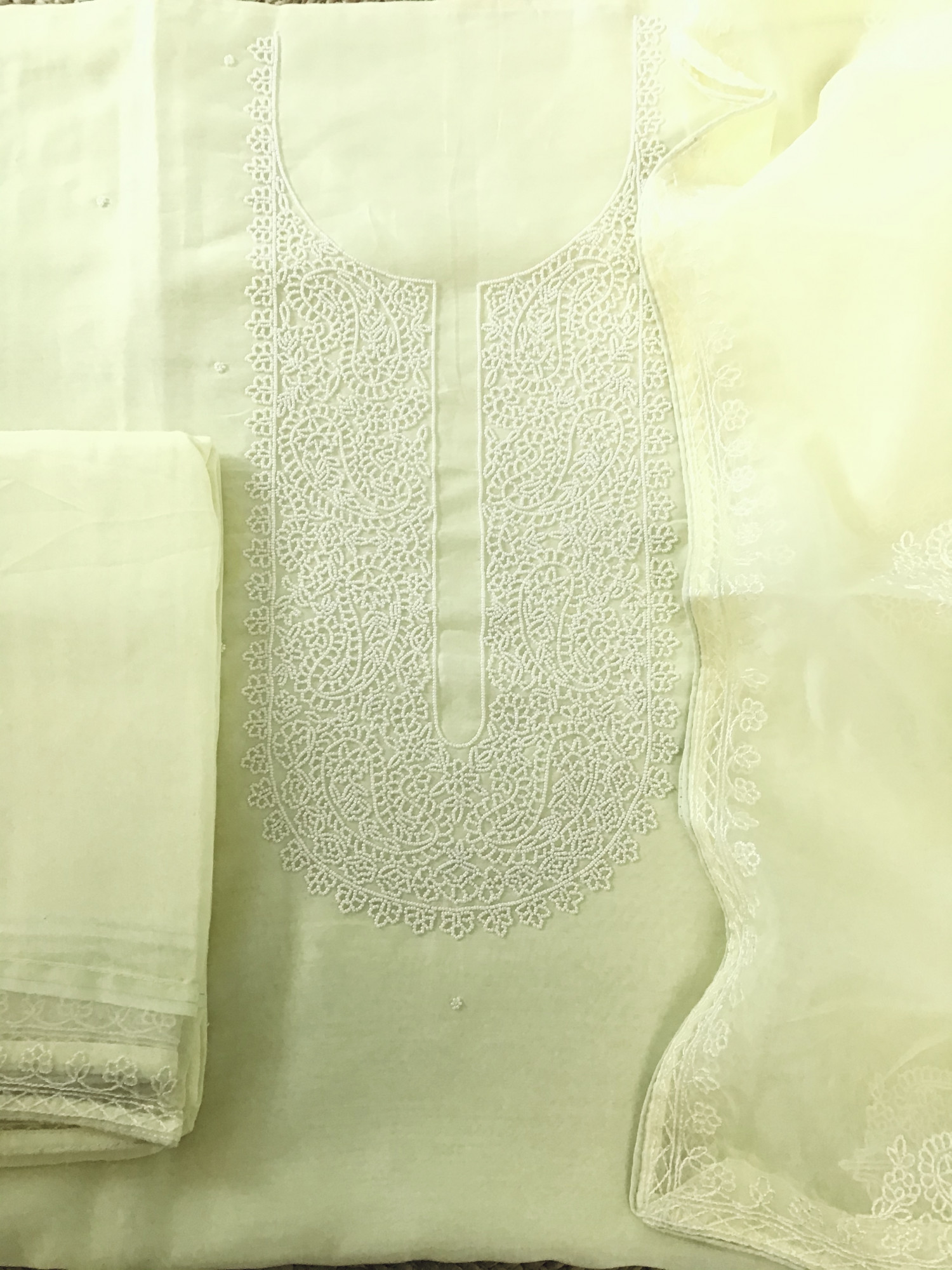 Pure Chanderi Embroidered Suit - Yellow