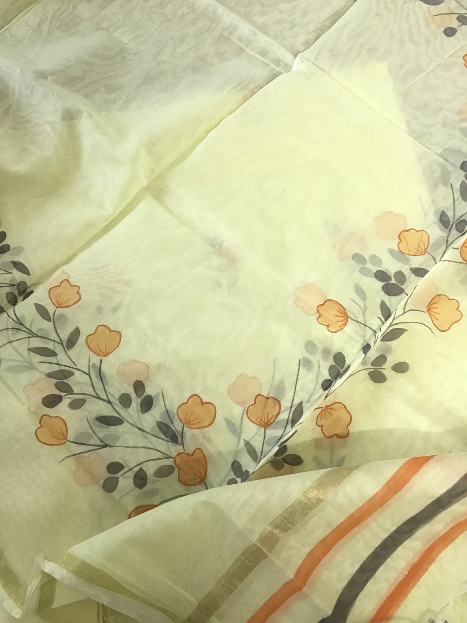 Soft Chanderi Brush Painted Embroidered Suit - Yellow