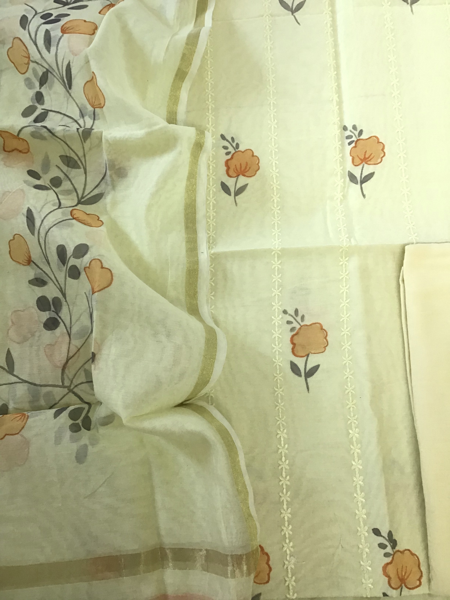 Soft Chanderi Brush Painted Embroidered Suit - Yellow