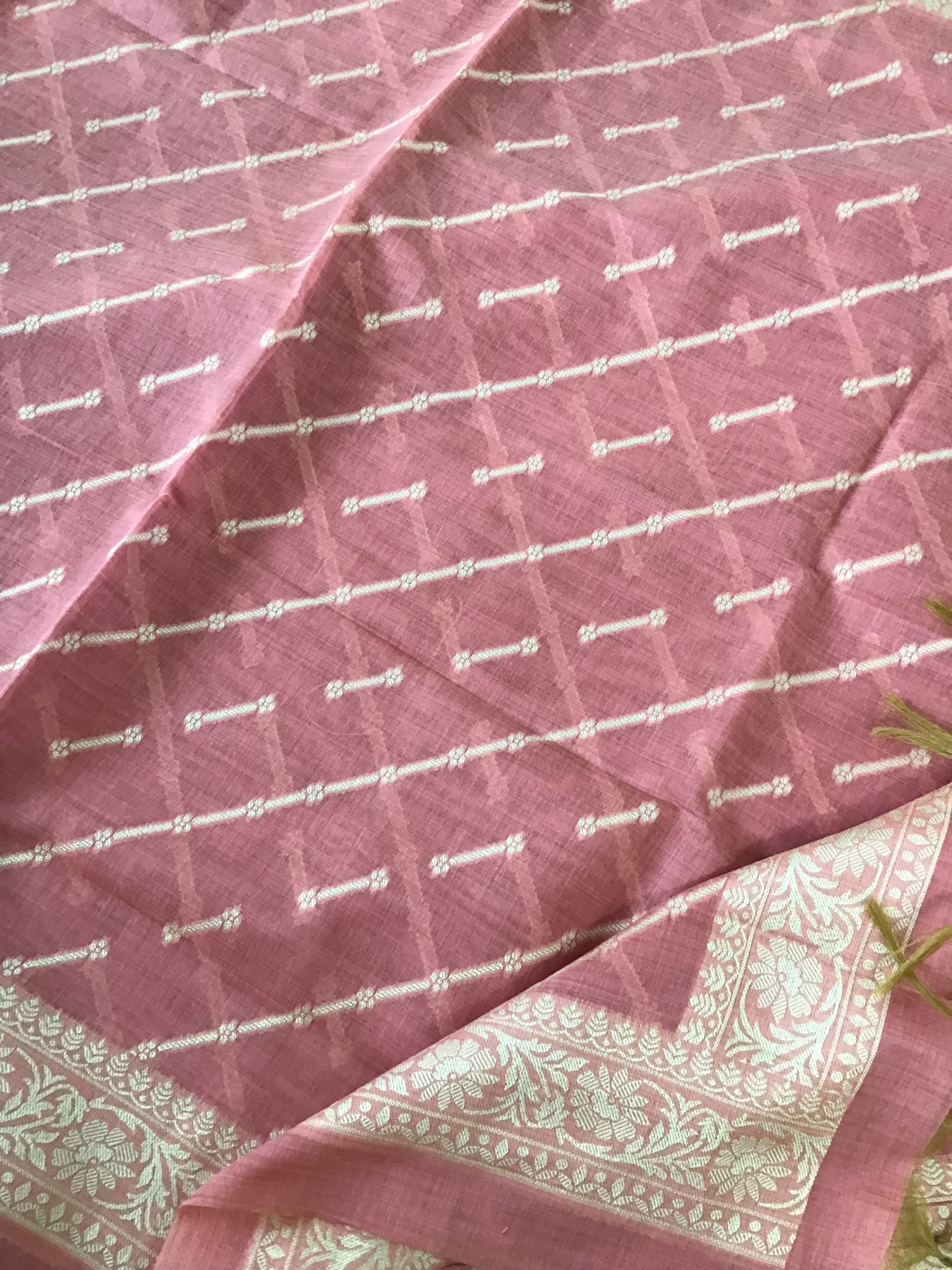 Soft Slub Chanderi Jamdani Weaved Embroidered Suit - Pink
