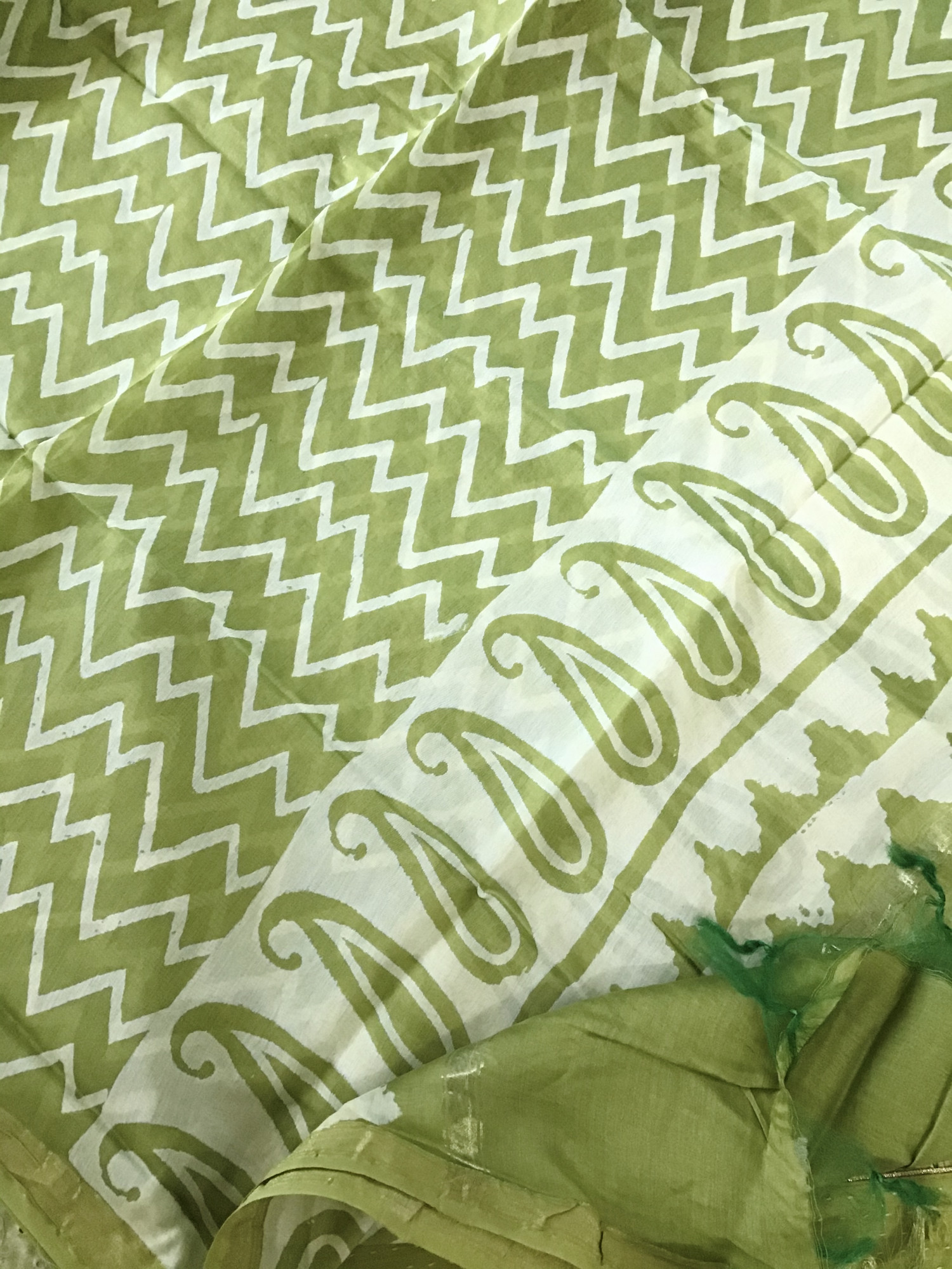 Pure Cotton Printed Embroidered Suit - Green