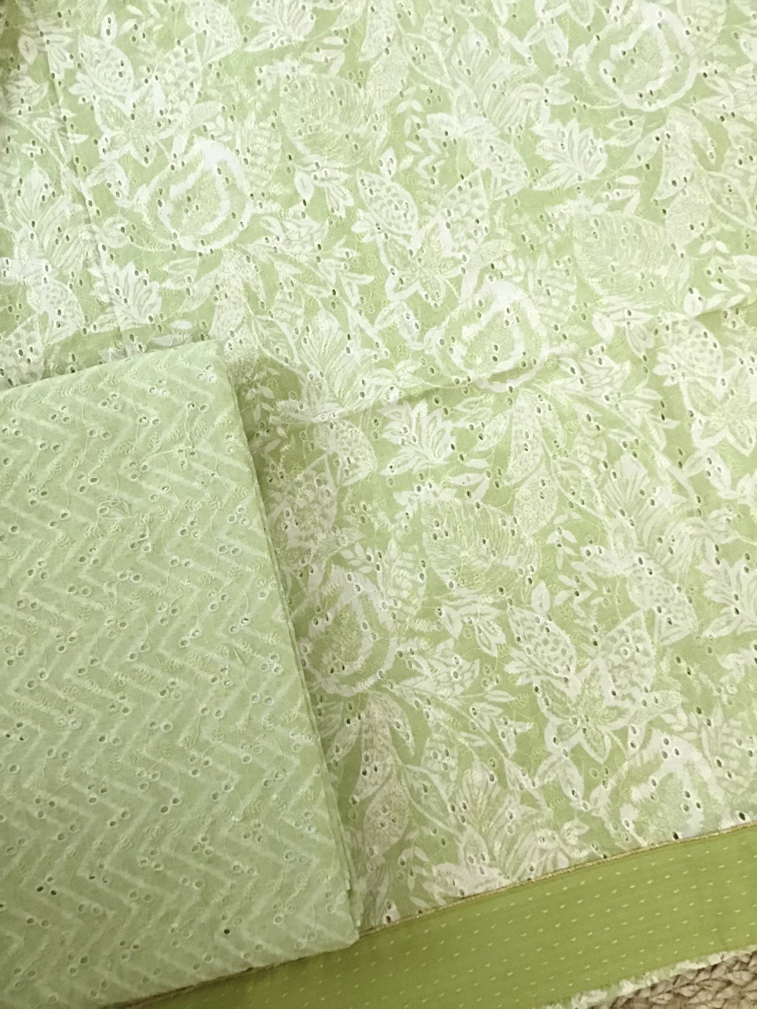 Pure Cotton Printed Embroidered Suit - Green