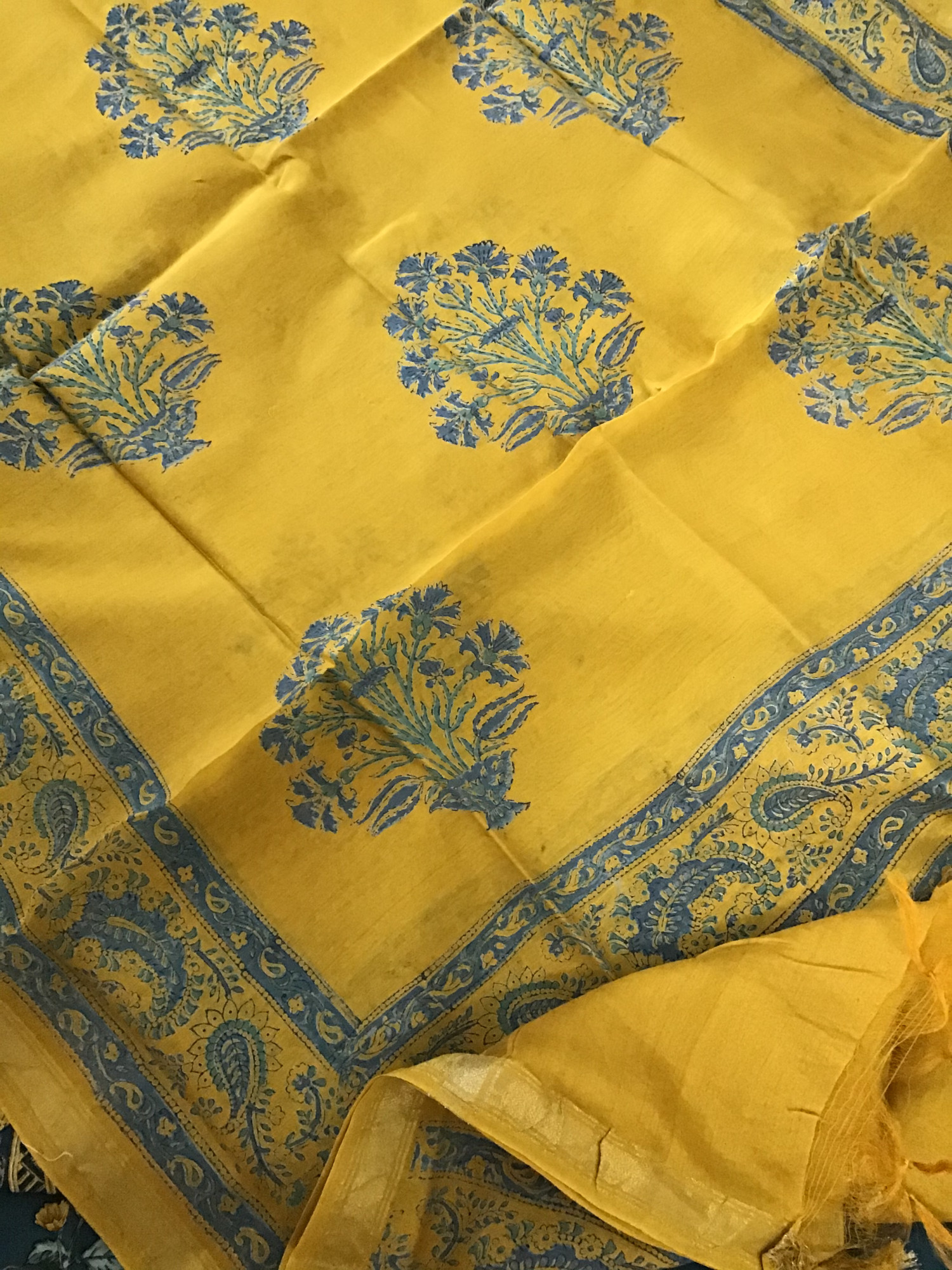 Pure Muslin Silk Printed Suit - Indigo