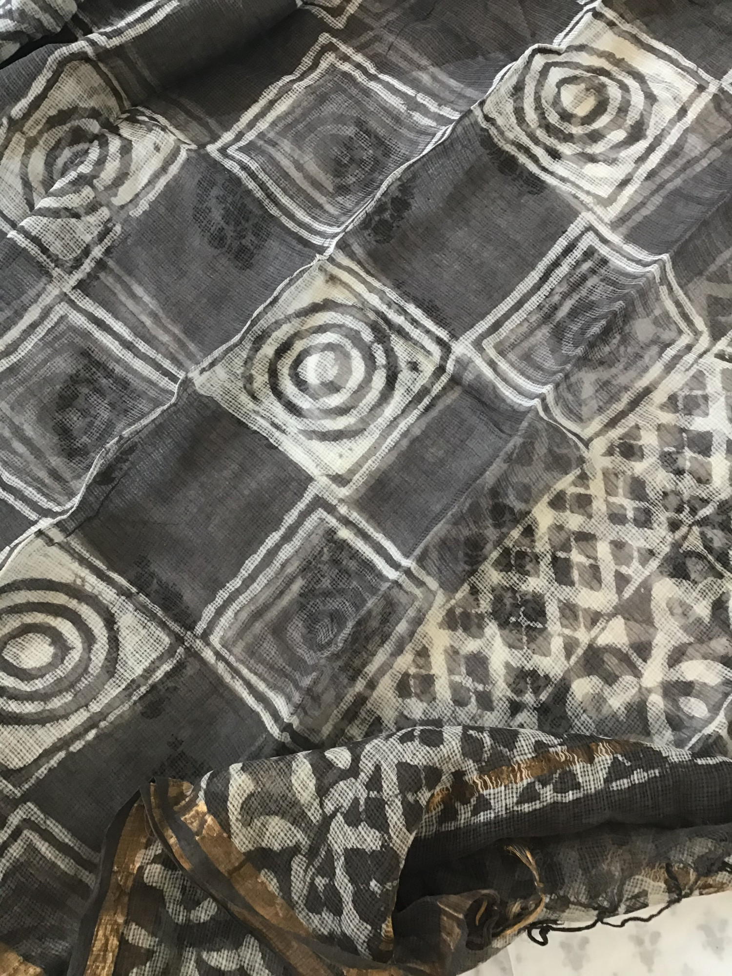 Pure Cotton Printed Embroidered Suit - White