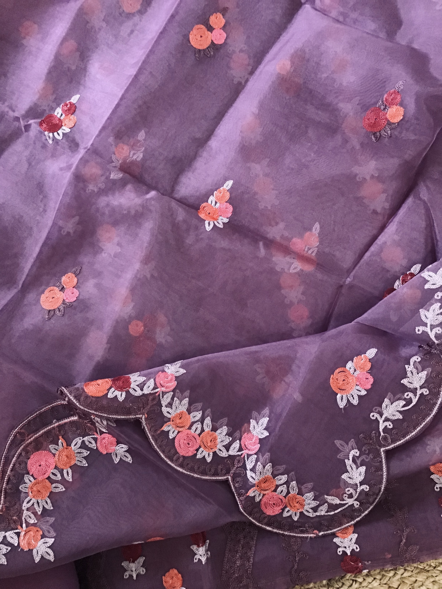 Soft Organza Embroidered Suit - Purple