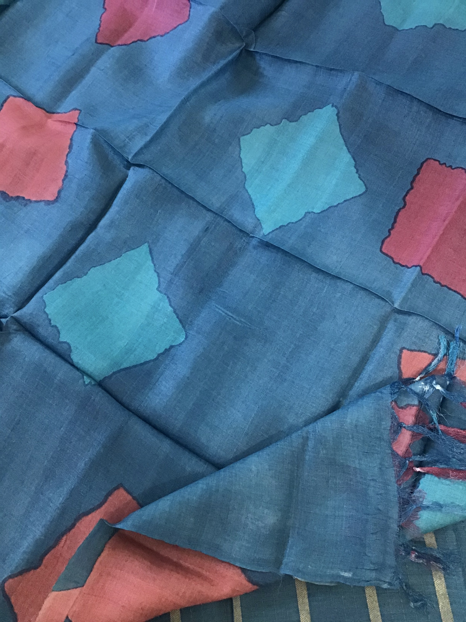 Soft Tussar Silk Zari Weaved Embroidered Suit - Blue