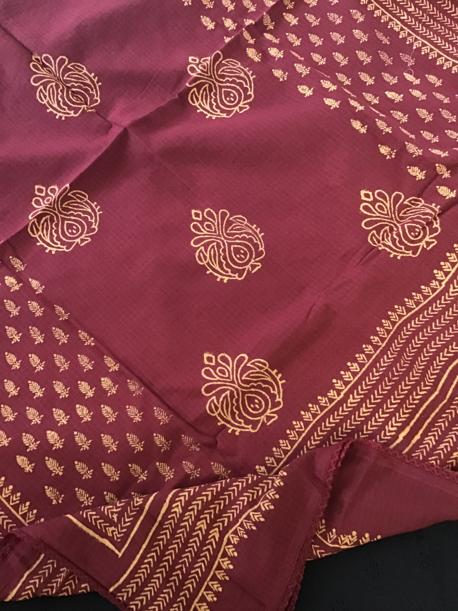 Pure Cotton Embroidered Suit - Black