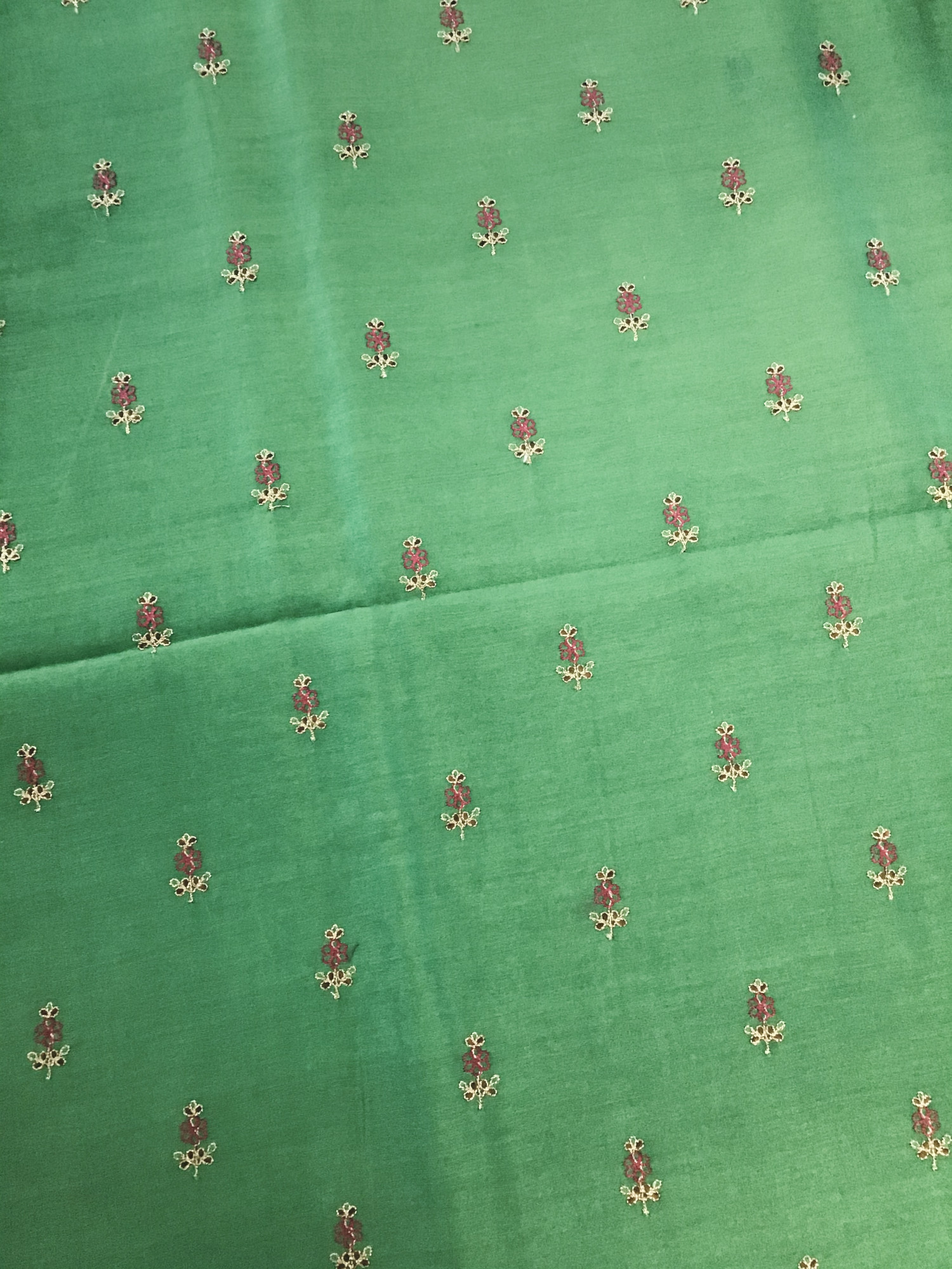 Pure Chanderi Embroidered Suit - Green