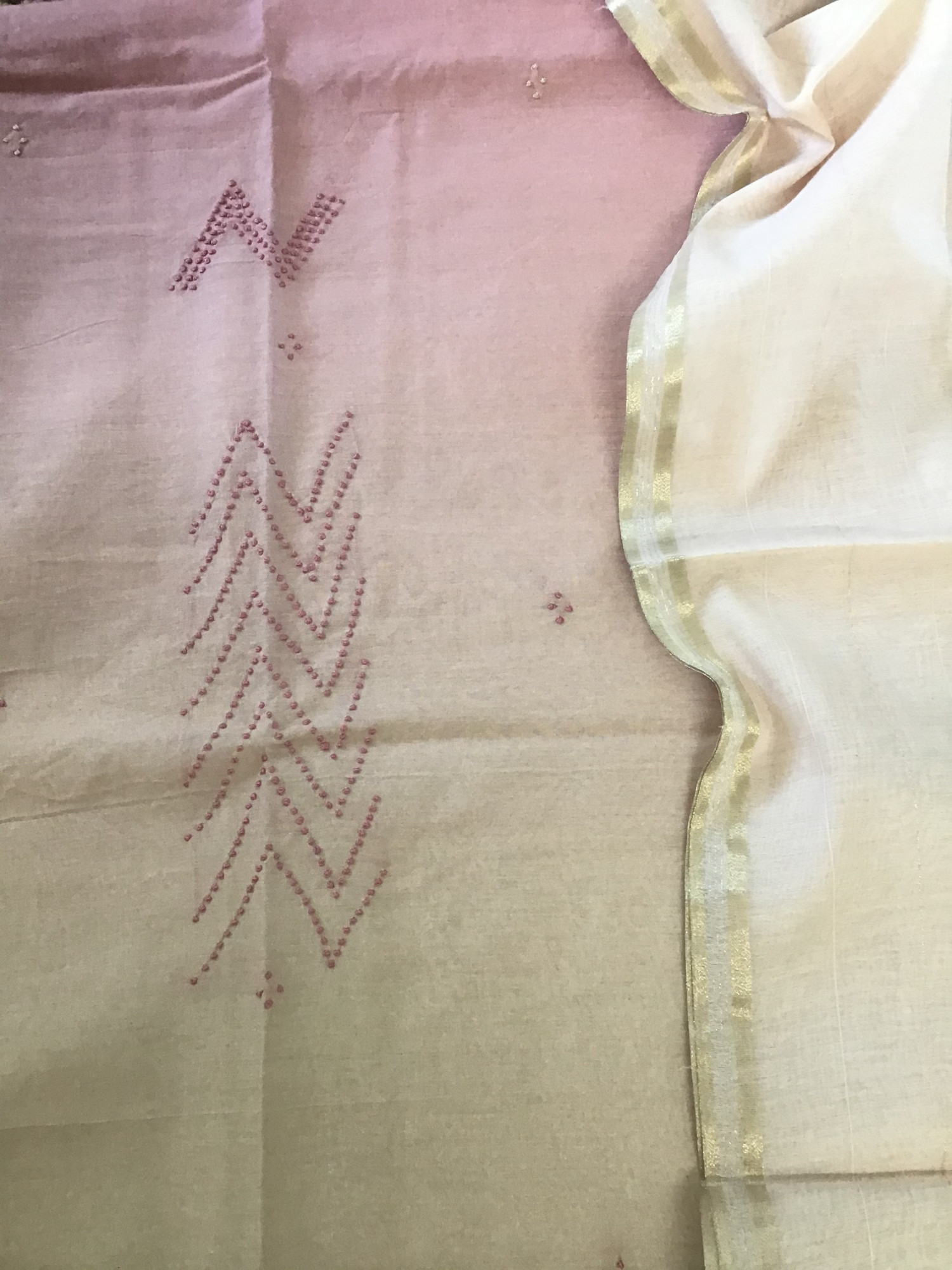 Pure Chanderi Embroidered Suit - Pink