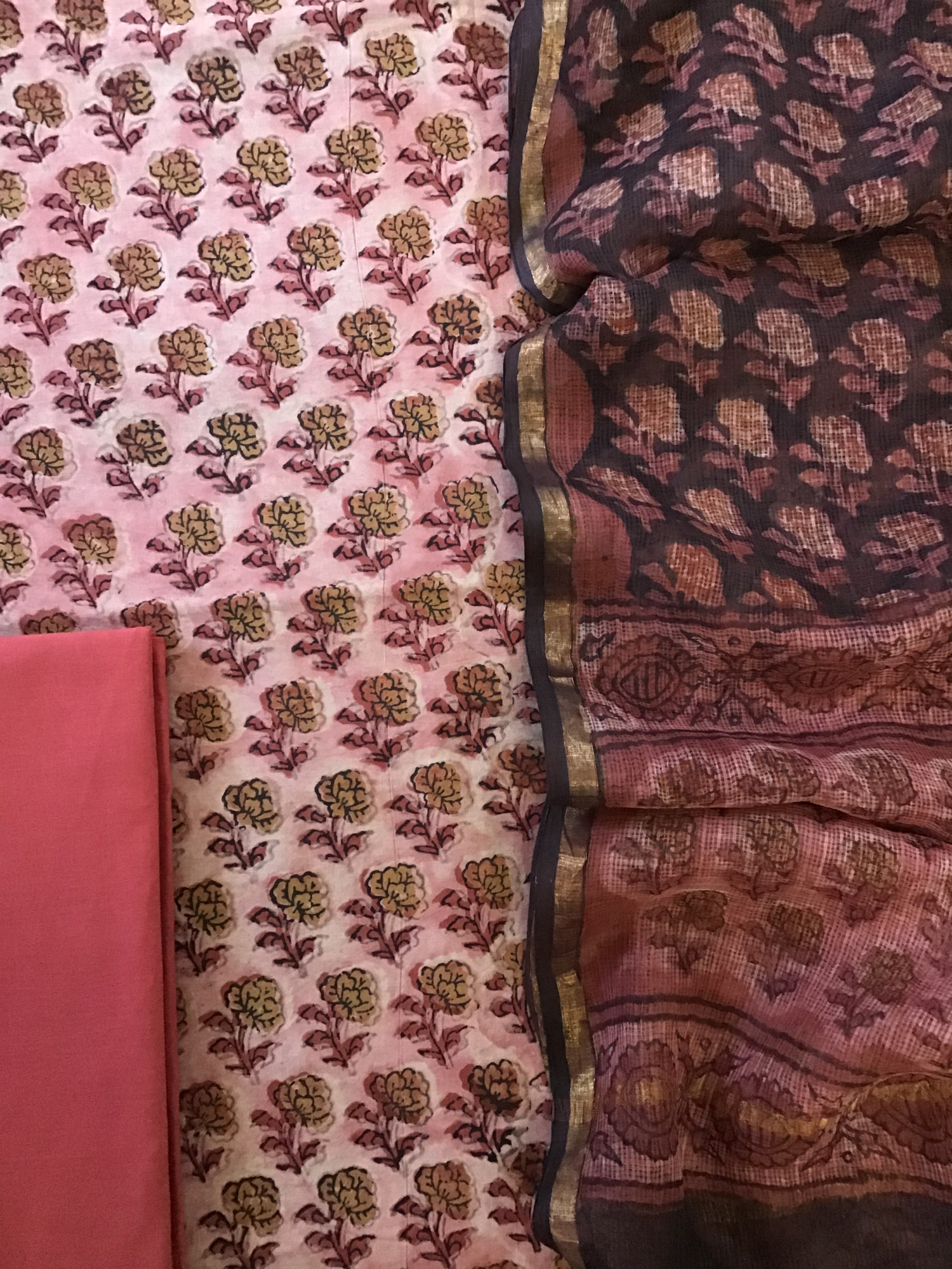 Pure Cotton Printed Suit - Red