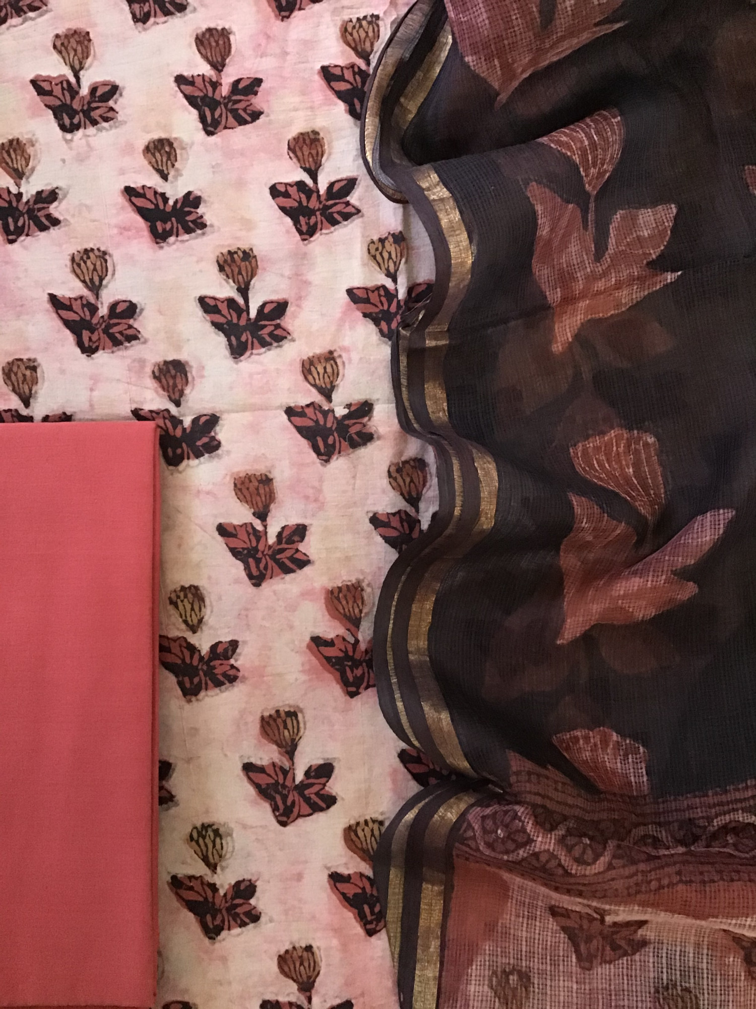 Pure Cotton Printed Suit - Red