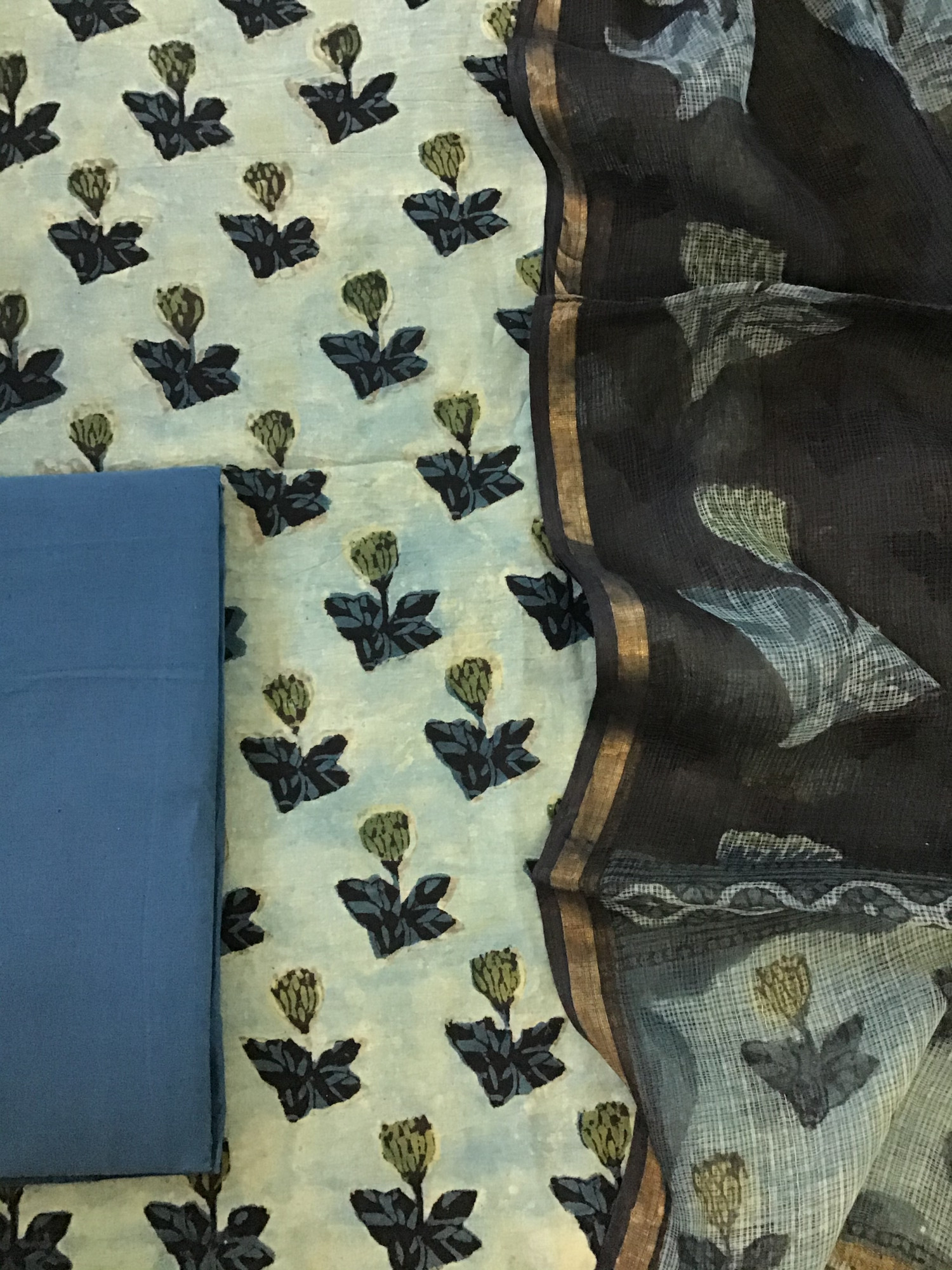 Pure Cotton Printed Suit - Blue