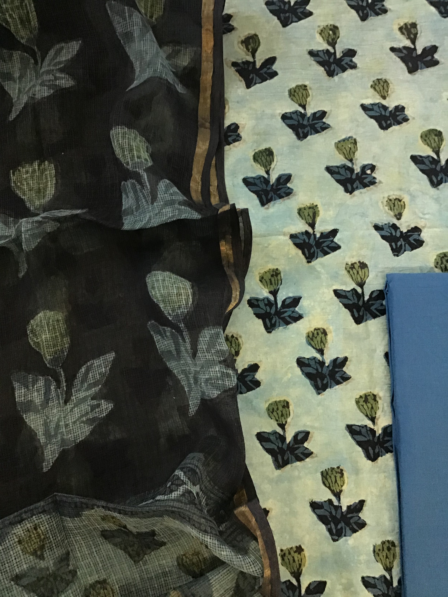 Pure Cotton Printed Suit - Blue