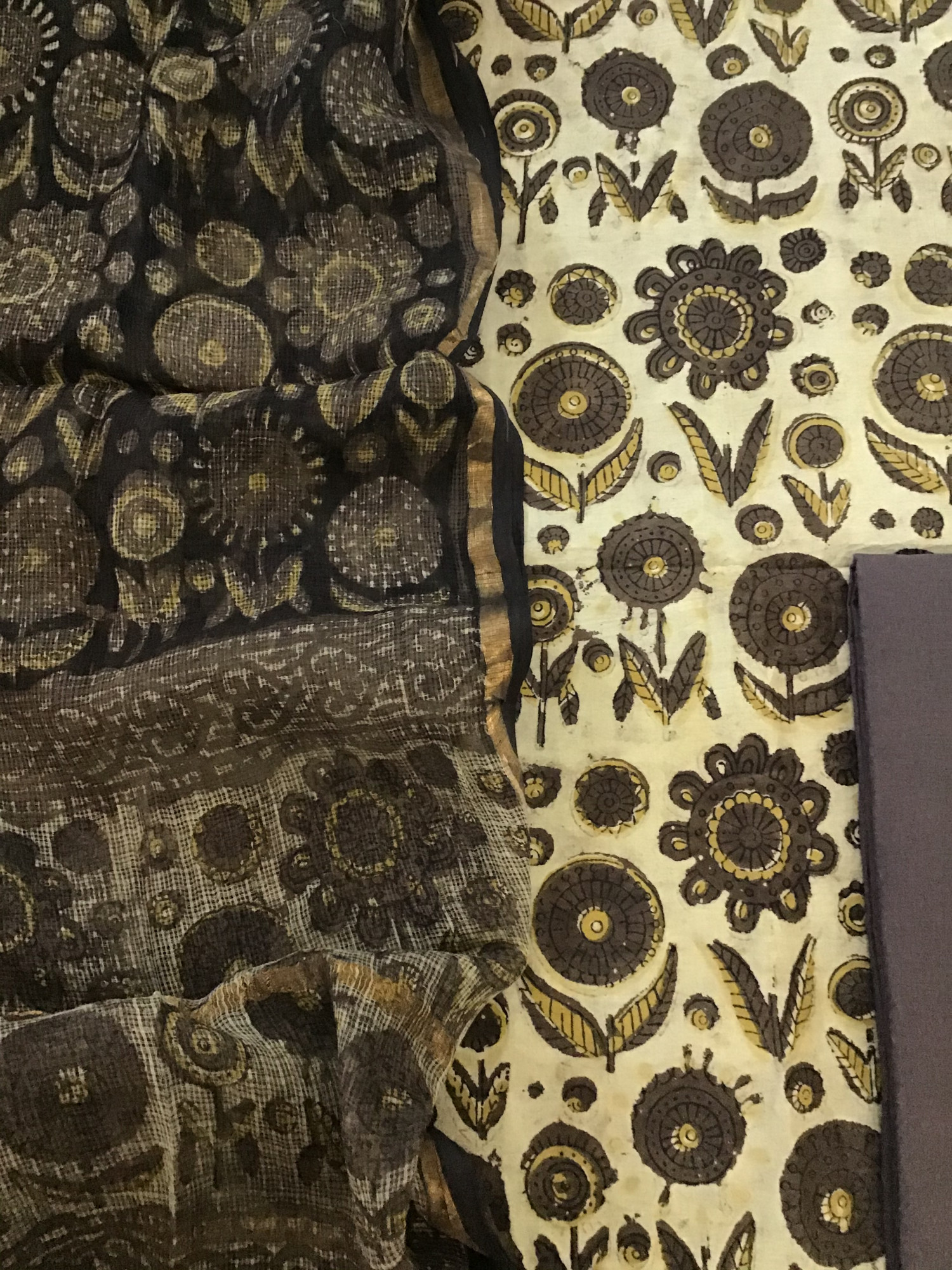 Pure Cotton Printed Suit - Brown