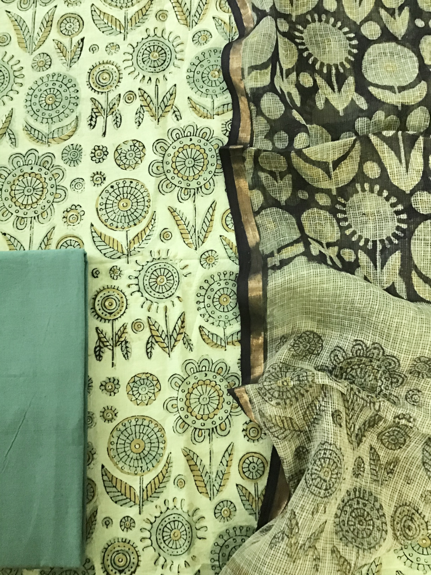 Pure Cotton Printed Suit - Green