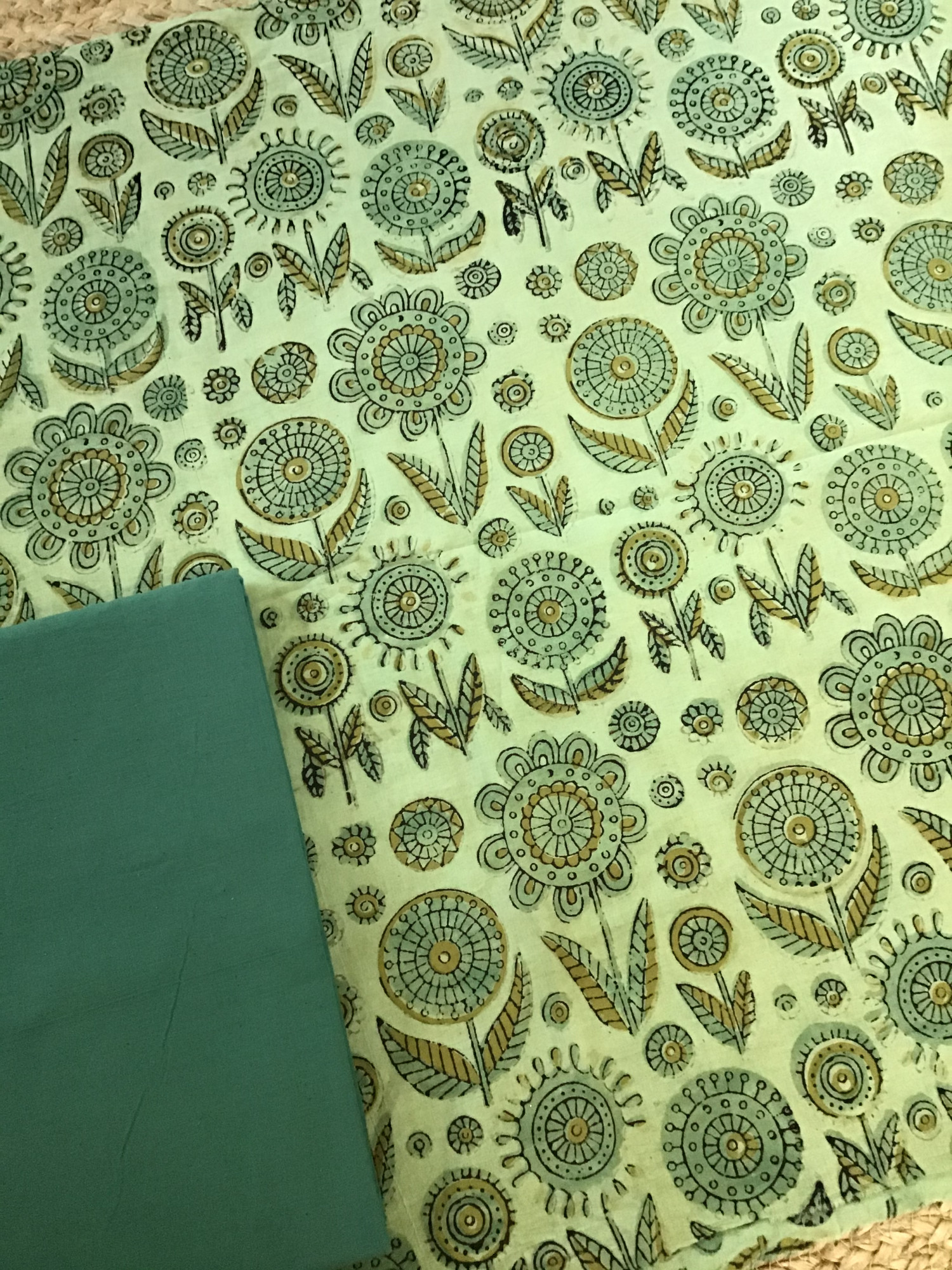 Pure Cotton Printed Suit - Green