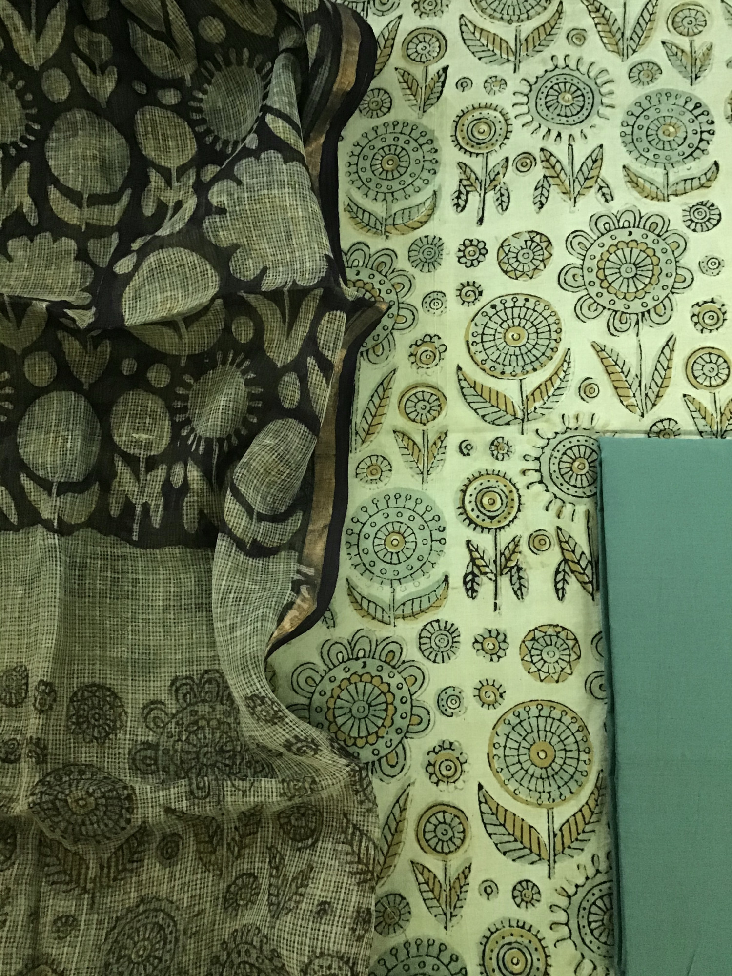 Pure Cotton Printed Suit - Green