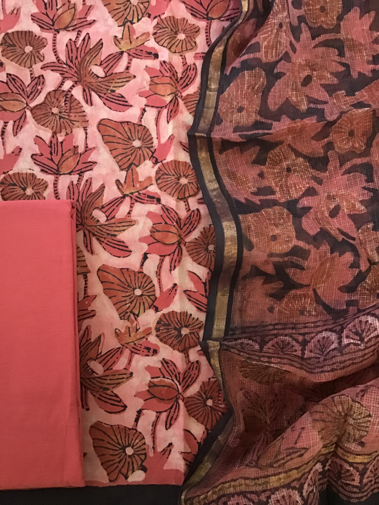 Pure Cotton Printed Suit - Red