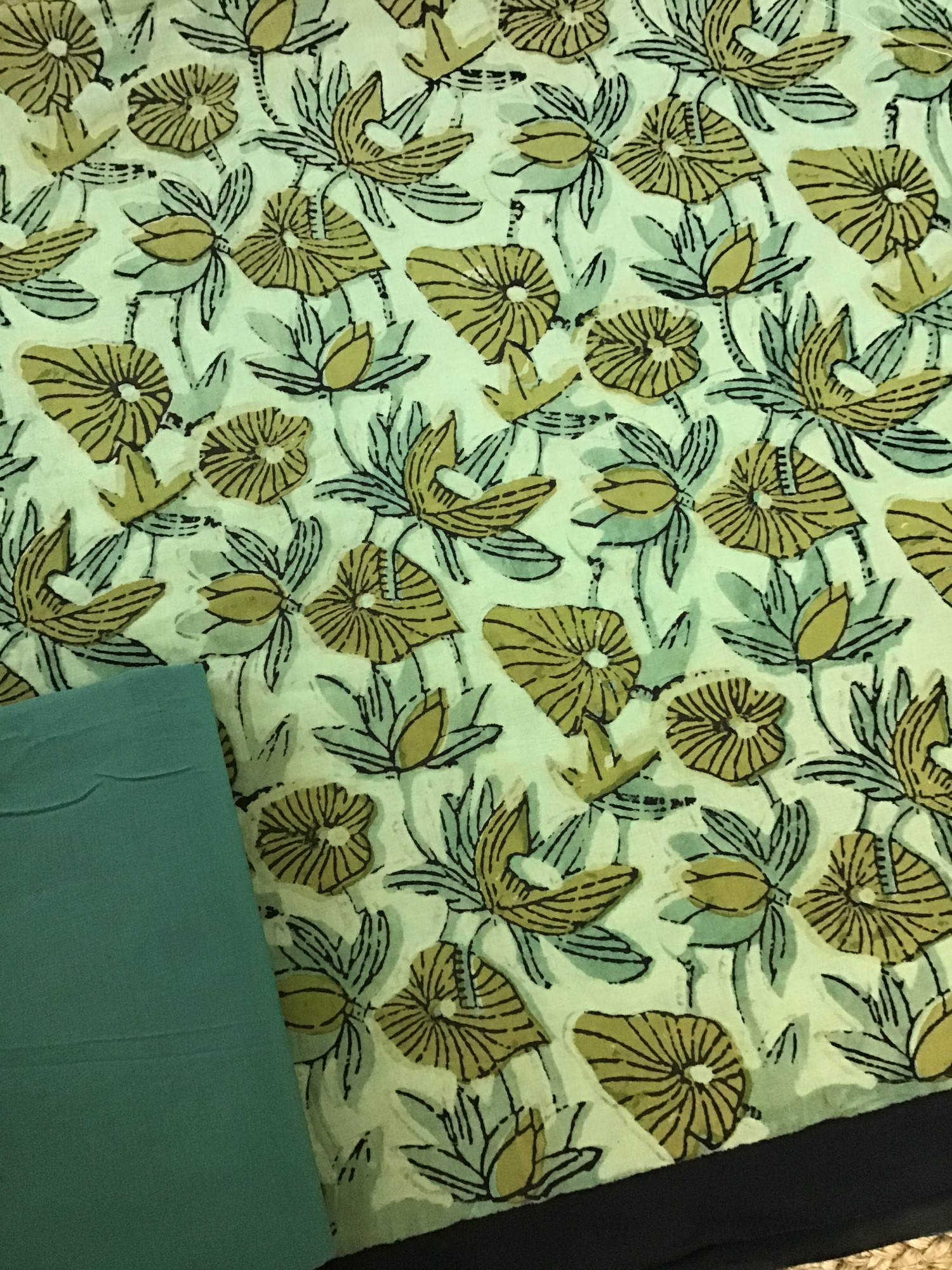 Pure Cotton Printed Suit - Green