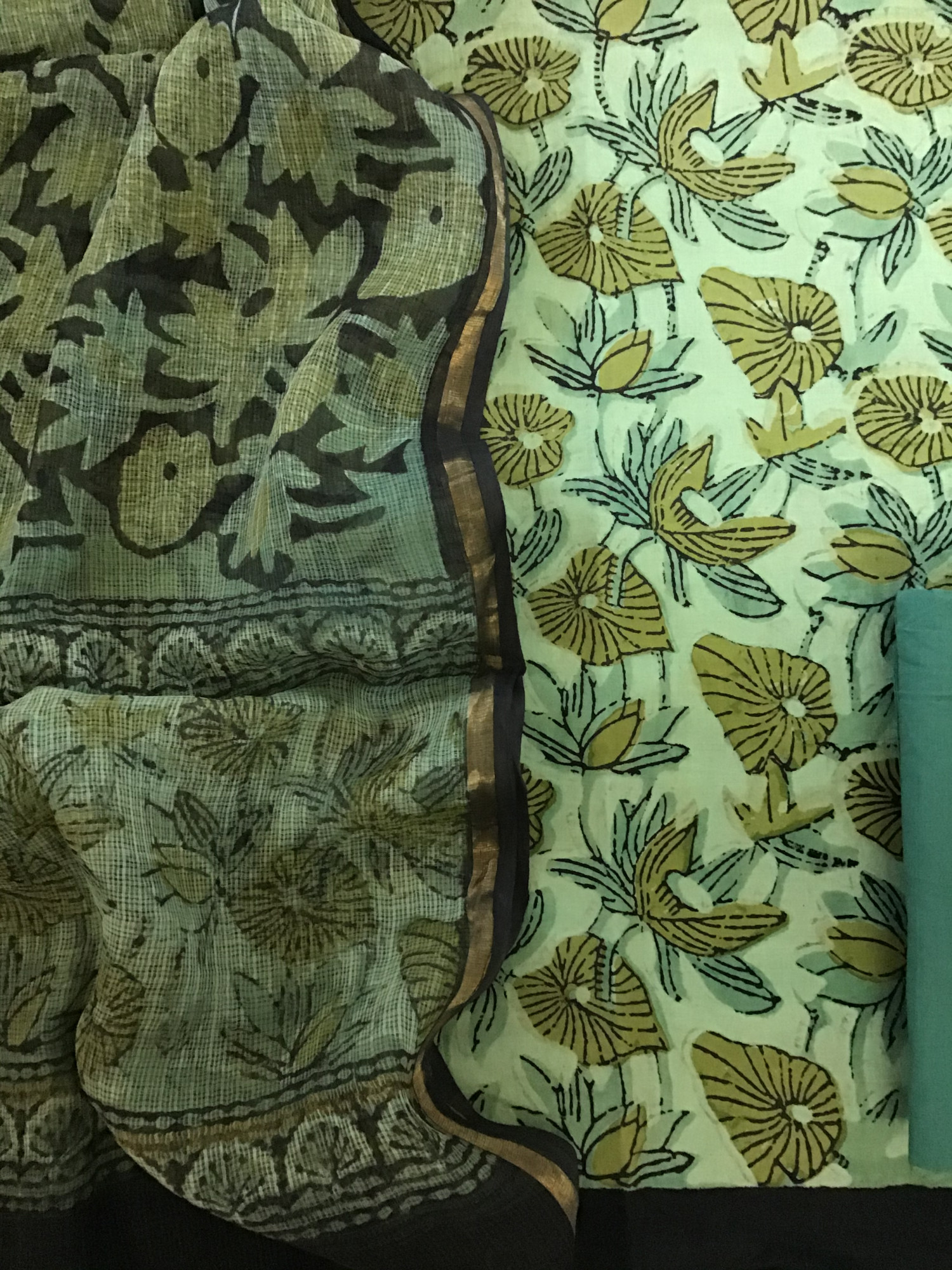 Pure Cotton Printed Suit - Green