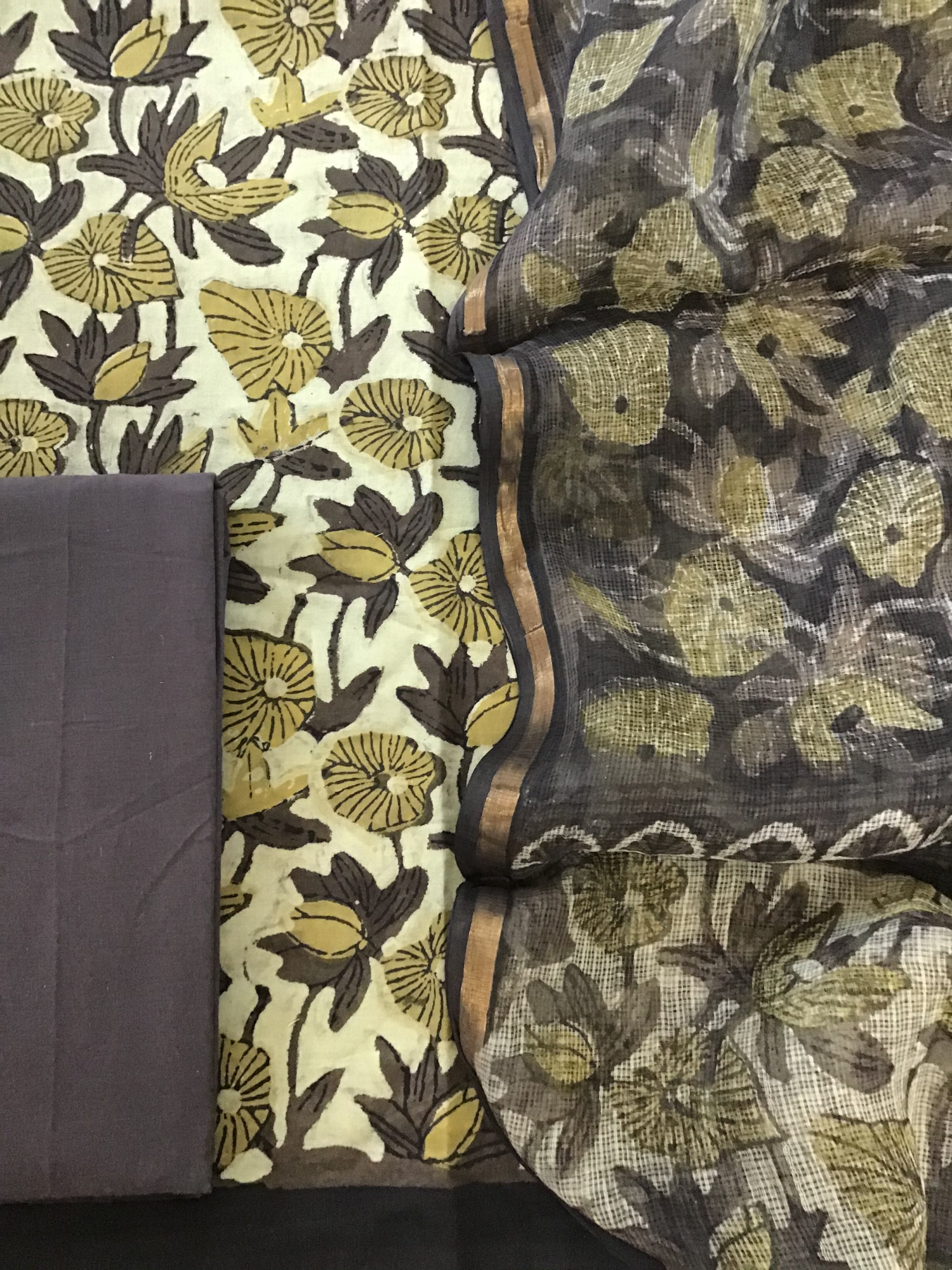 Pure Cotton Printed Suit - Brown