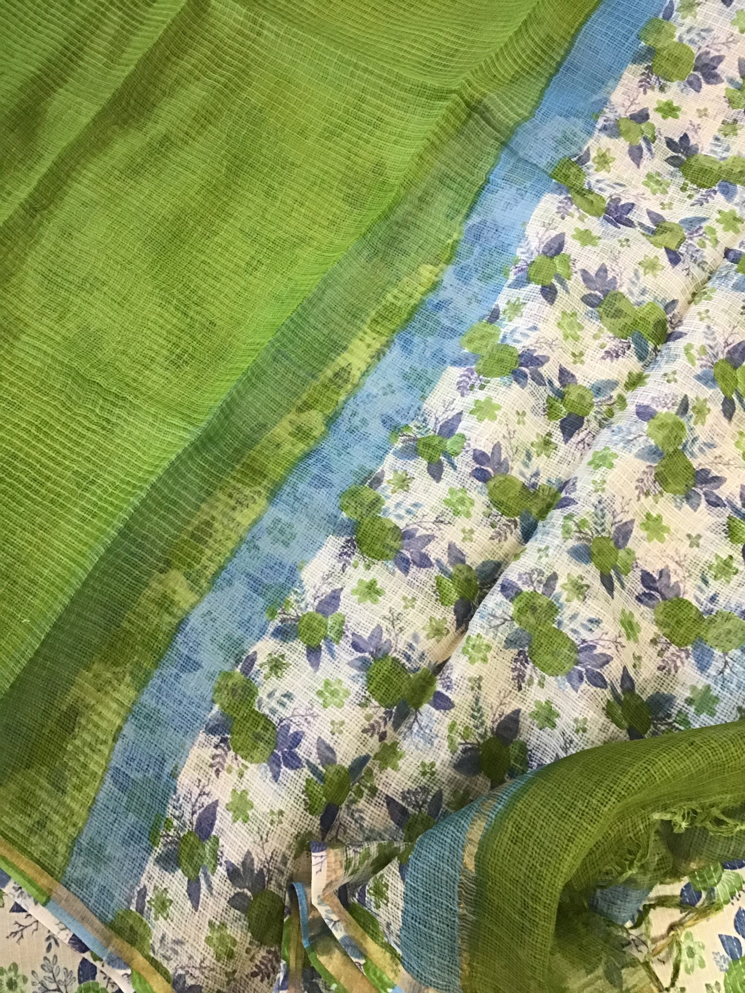 Pure Cotton Printed Embroidered Suit - CreamGreen