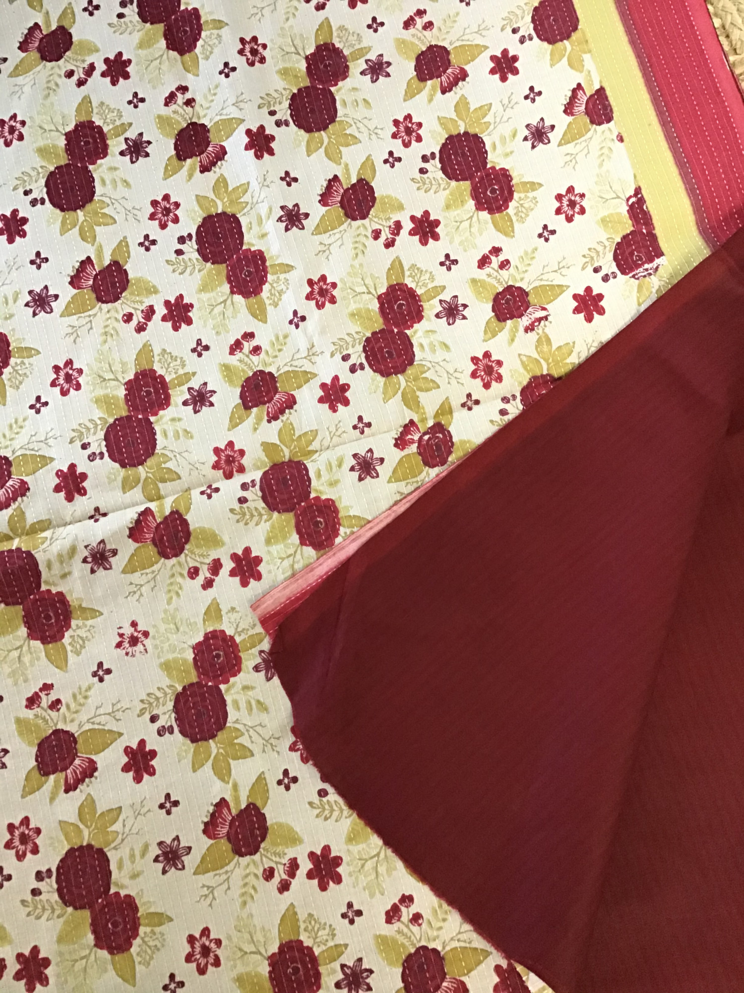 Pure Cotton Printed Embroidered Suit - CreamMaroon